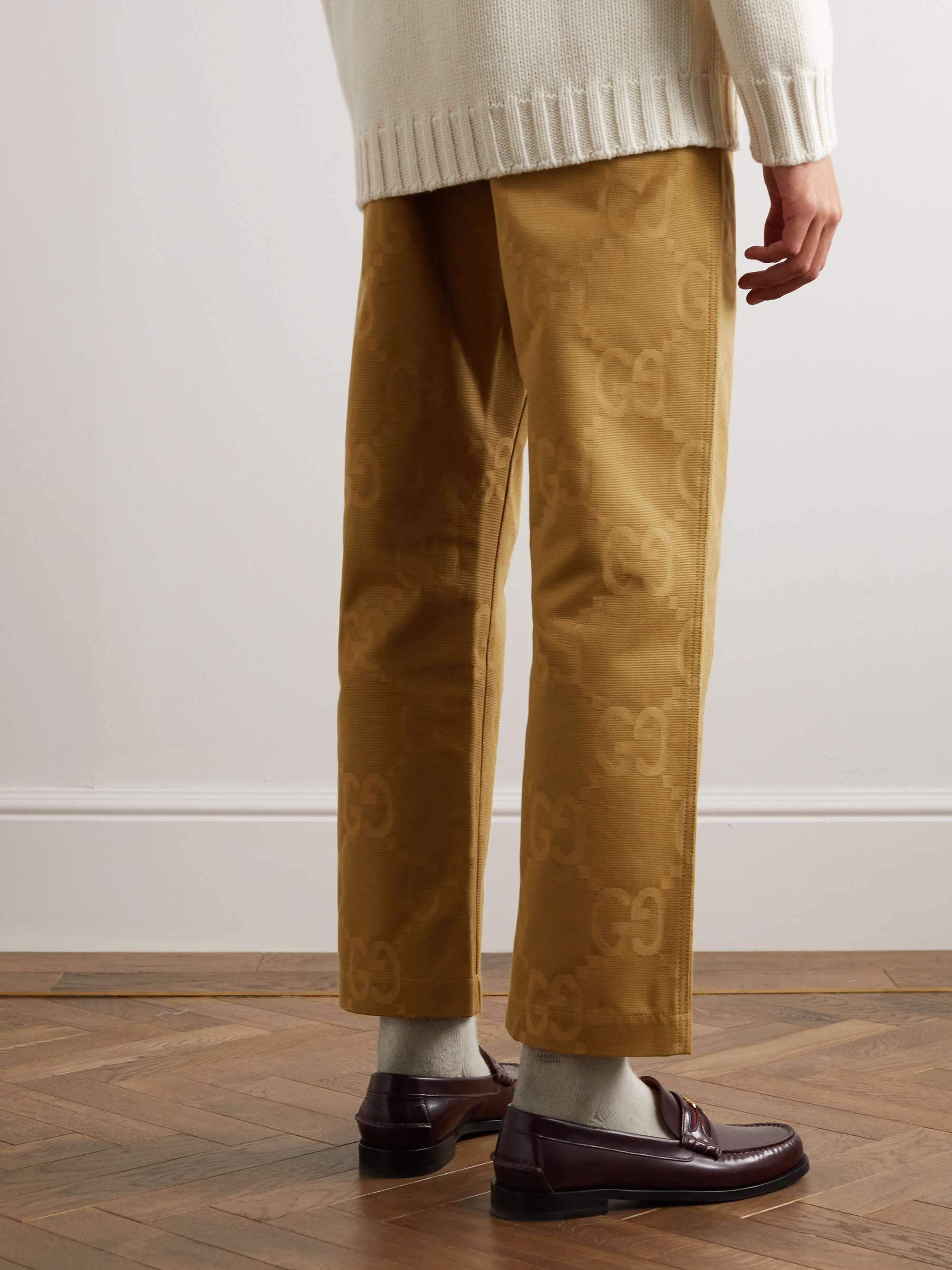 GUCCI Straight-Leg Cotton-Jacquard Trousers
