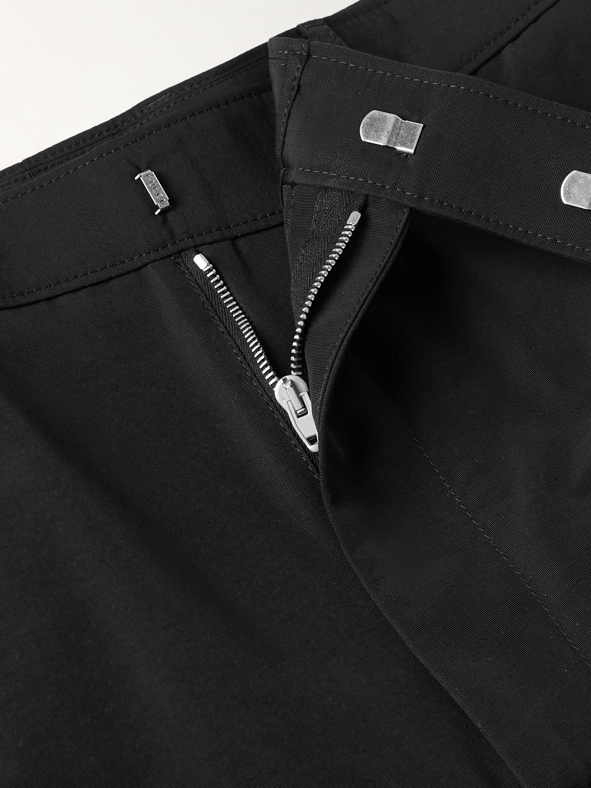 Black Straight-Leg Cropped Cotton-Blend Trousers | GUCCI | MR PORTER