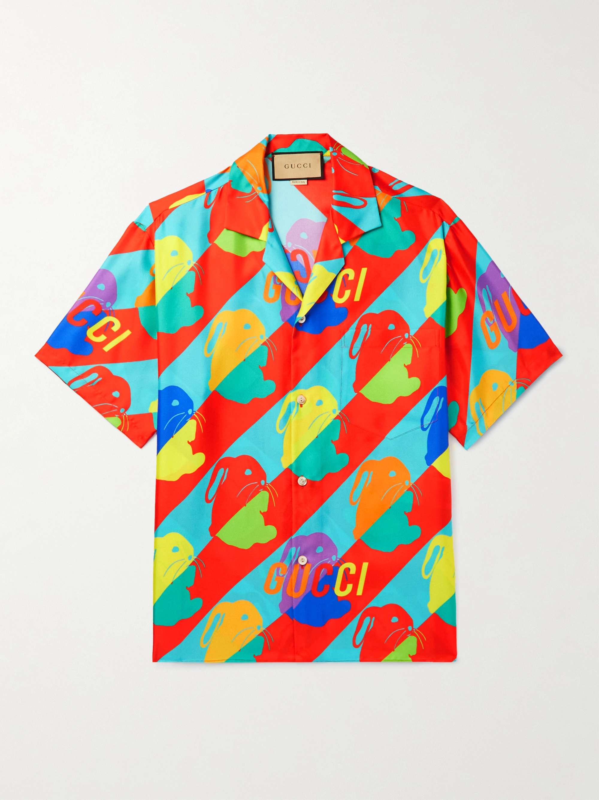 GUCCI Camp-Collar Printed Silk-Twill Shirt