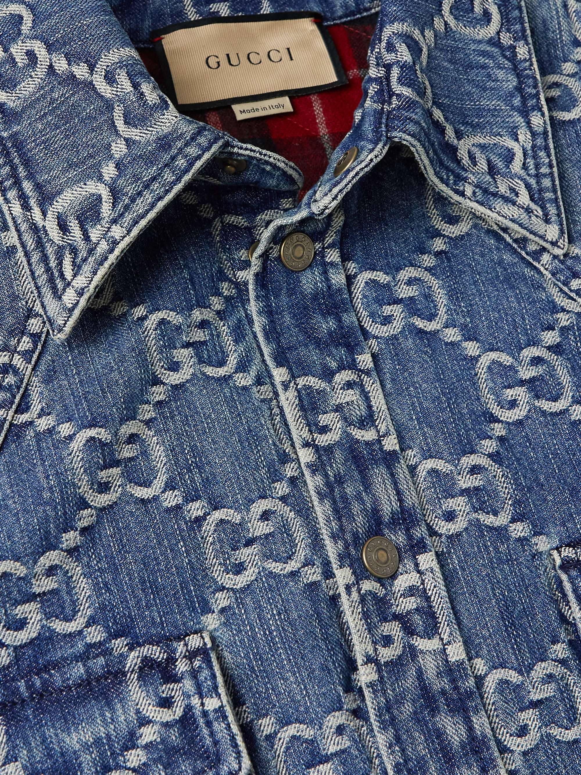 GUCCI Cosmogonie Padded Logo-Jacquard Denim Overshirt