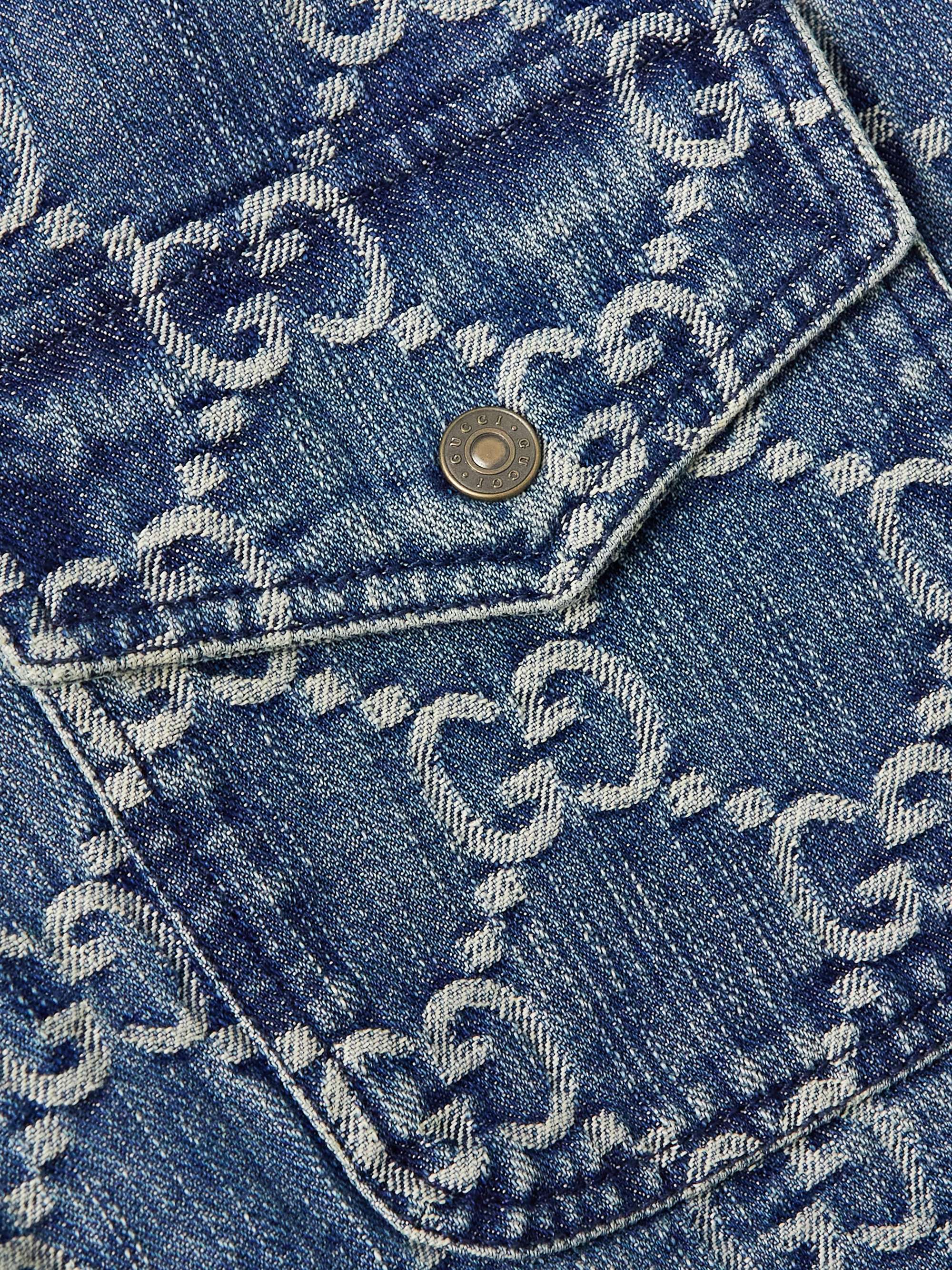 GUCCI Cosmogonie Padded Logo-Jacquard Denim Overshirt