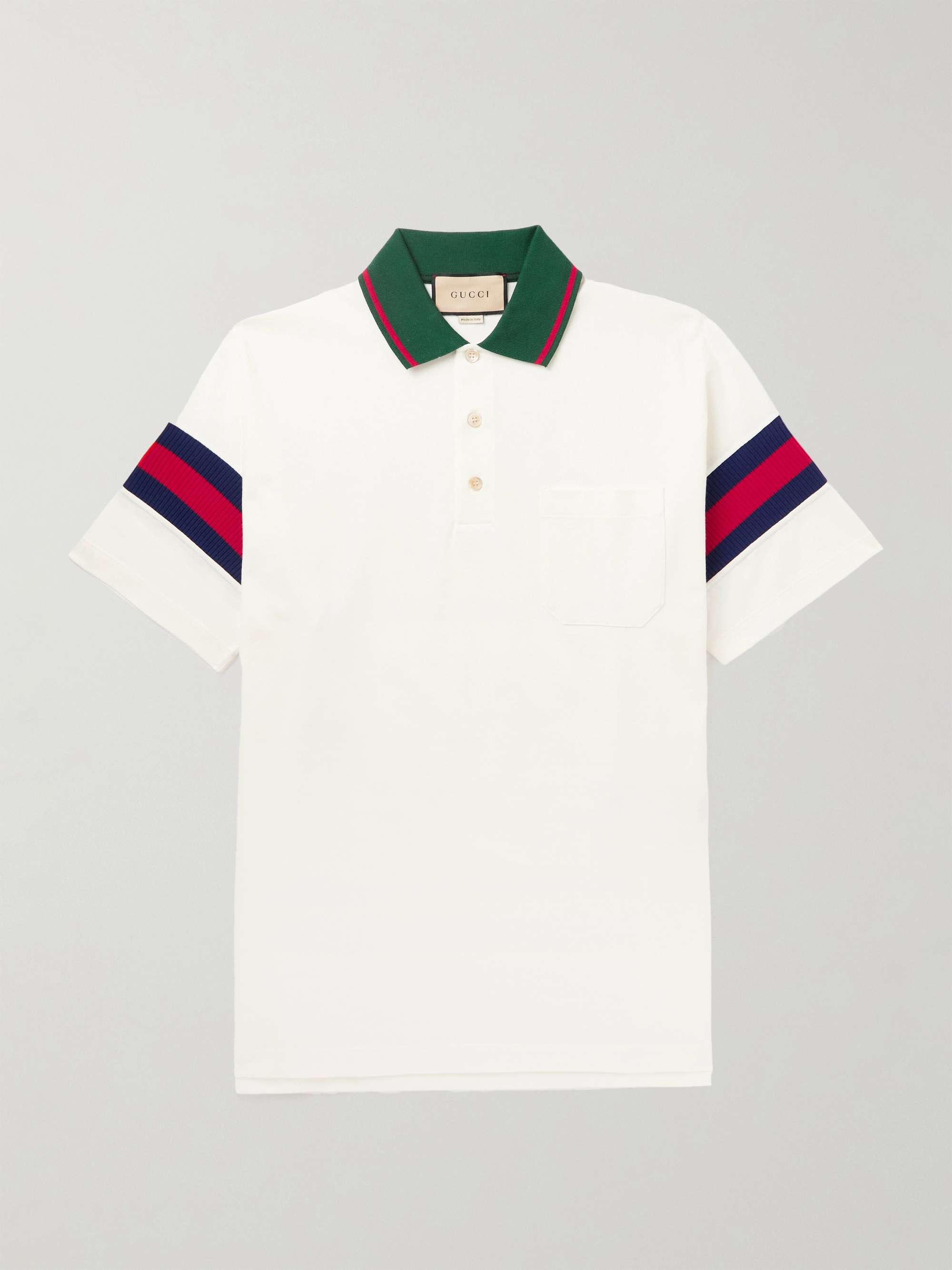 GUCCI Striped Cotton-Piqué Polo Shirt for Men