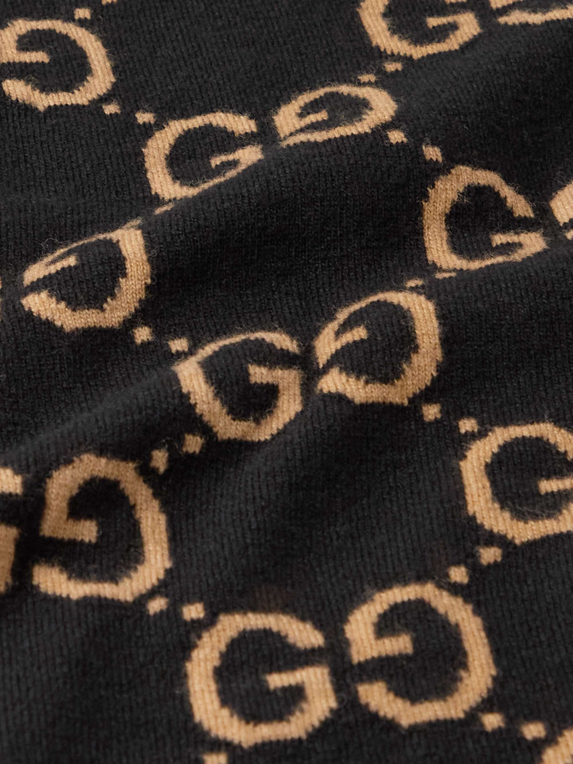 GUCCI 슬림 핏 모노그램 울 자카드 가디건