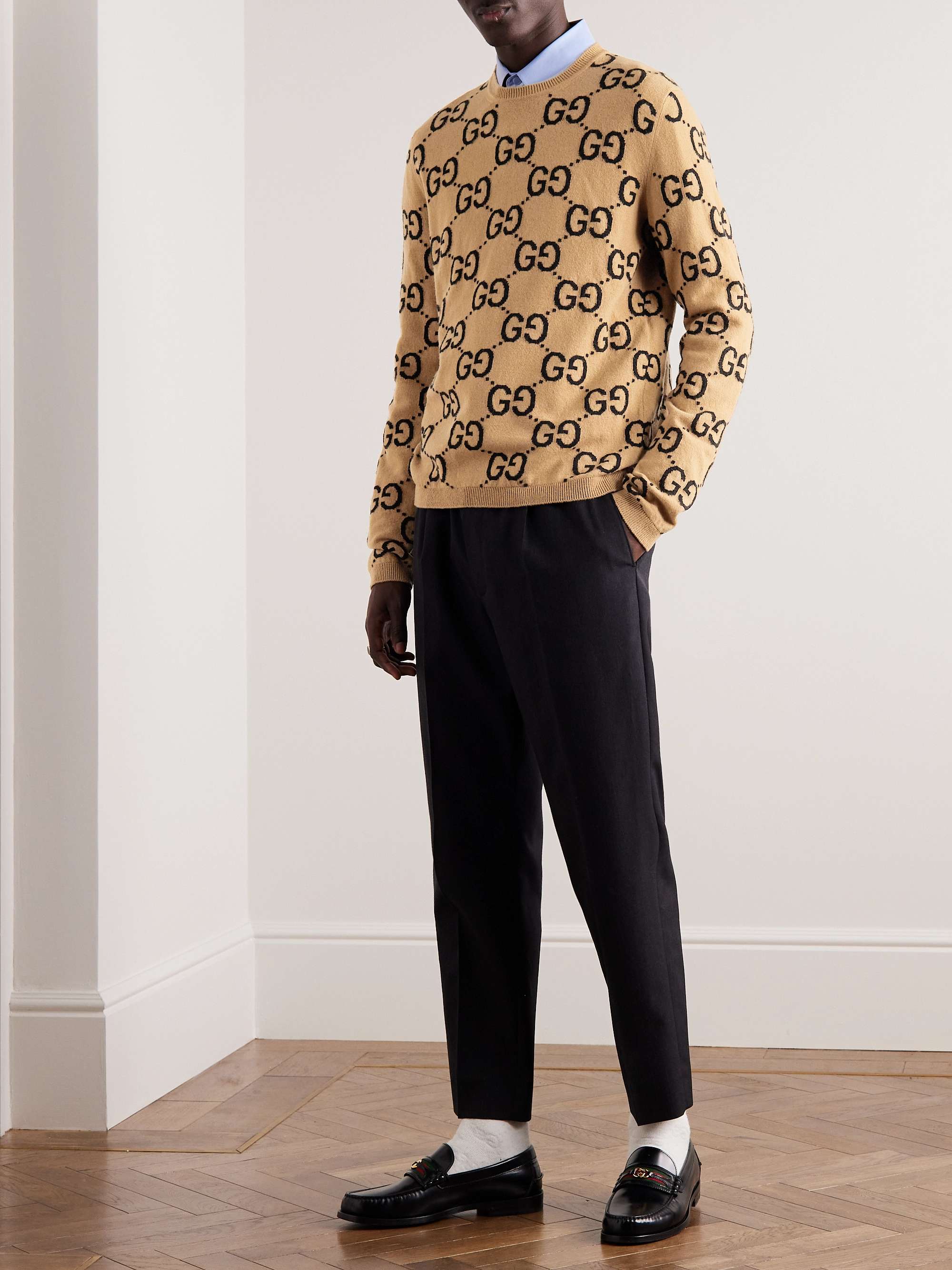 Gucci - Men - logo-jacquard Cashmere and Wool-Blend Sweater Black - M