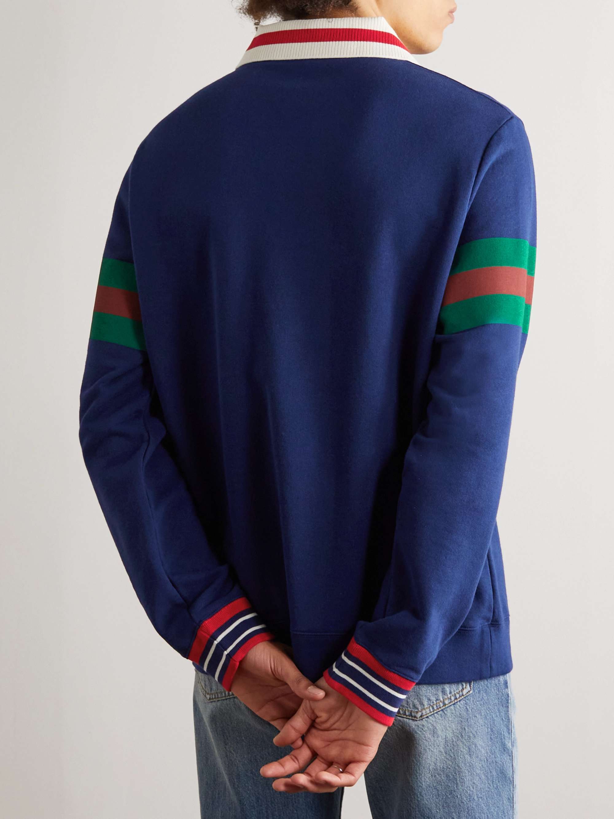 GUCCI Logo-Print Striped Cotton-Jersey Sweatshirt