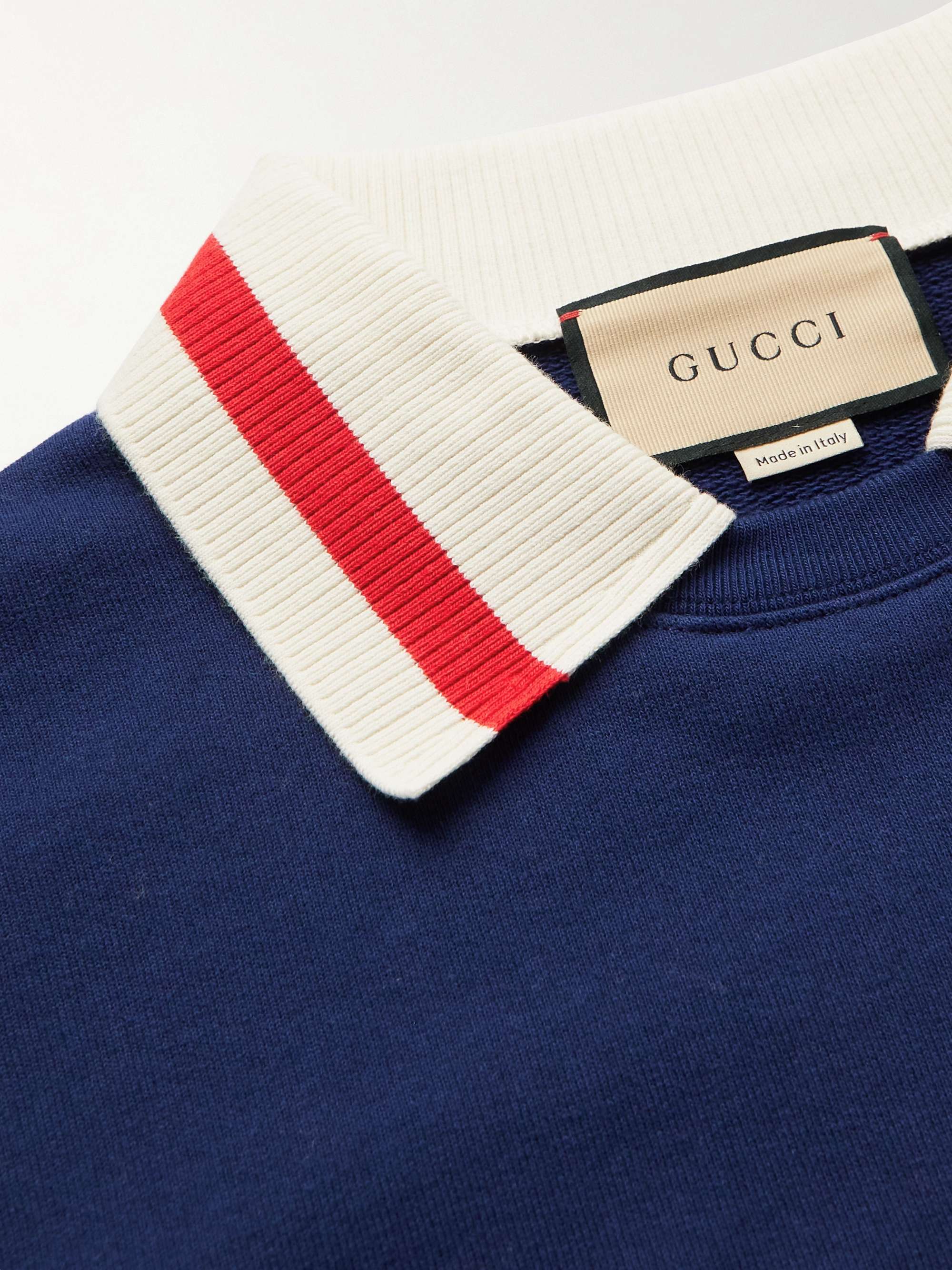 GUCCI Logo-Print Striped Cotton-Jersey Sweatshirt