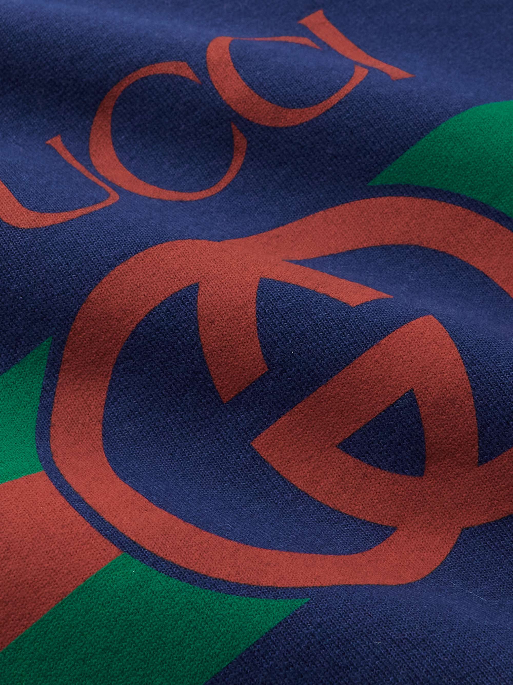GUCCI Logo-Print Striped Cotton-Jersey Sweatshirt