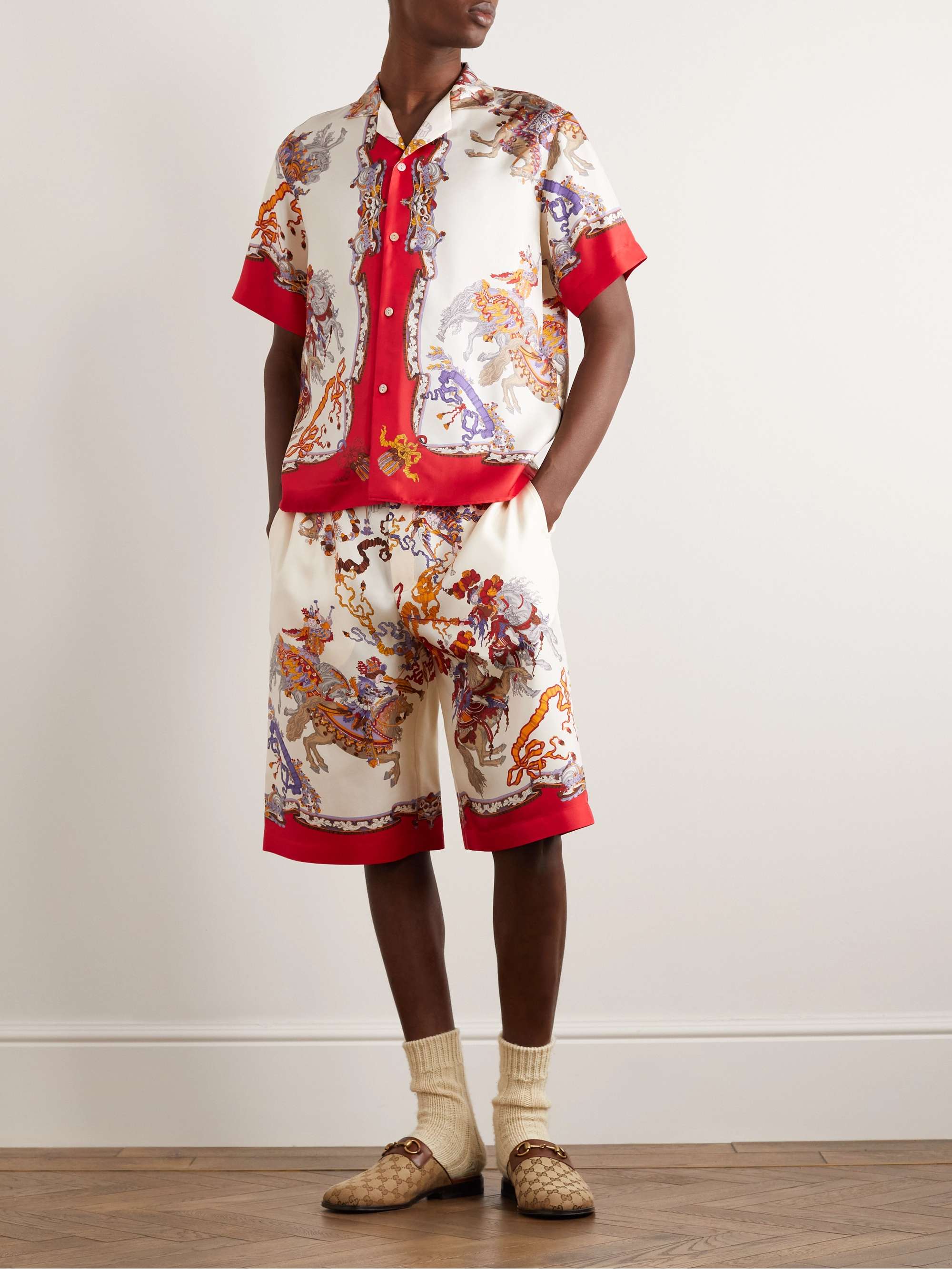 GUCCI Camp-Collar Printed Silk-Twill Shirt