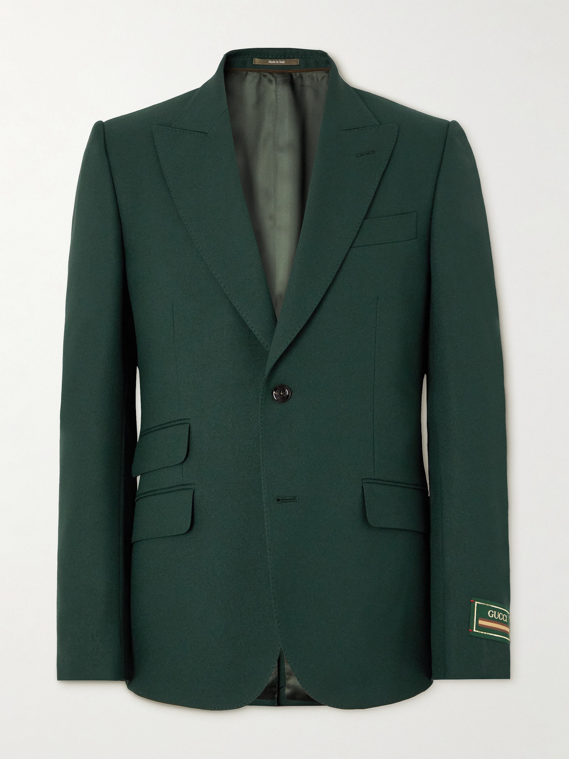 Gucci Logo-appliquéd Twill Suit In Green