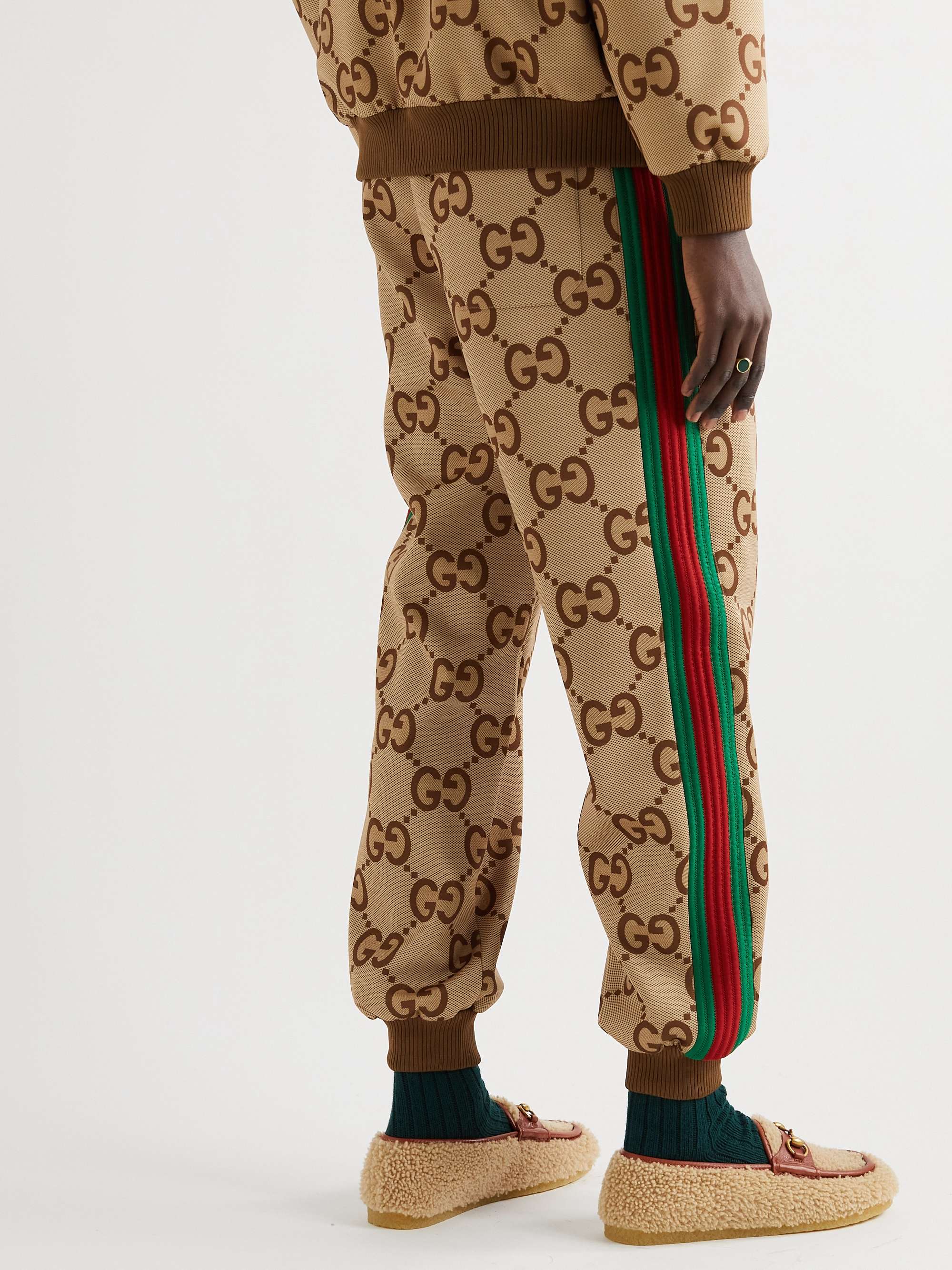 GUCCI Webbing-Trimmed Monogrammed Jersey | MR PORTER