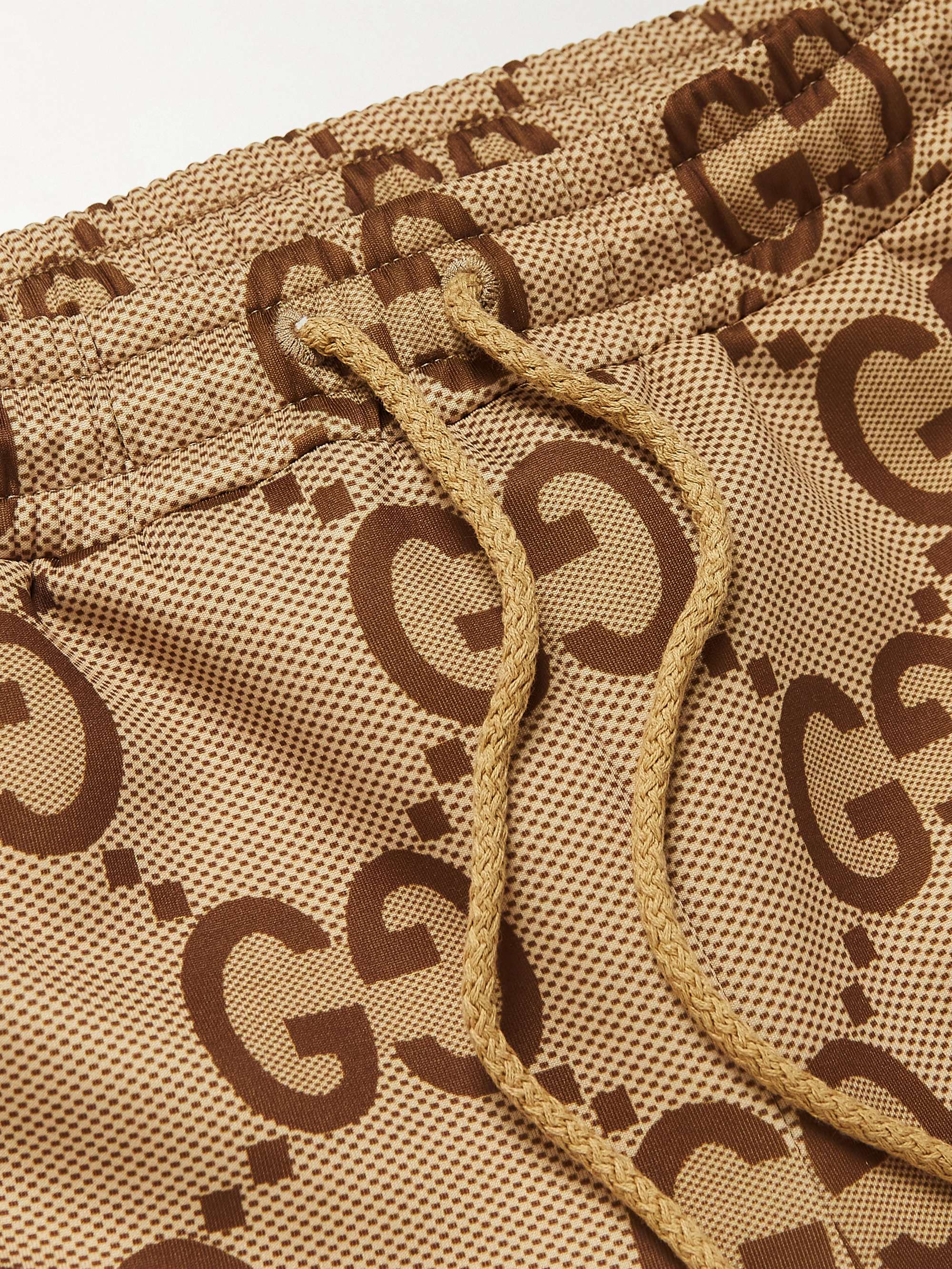 GUCCI Webbing-Trimmed Monogrammed Jersey Sweatpants