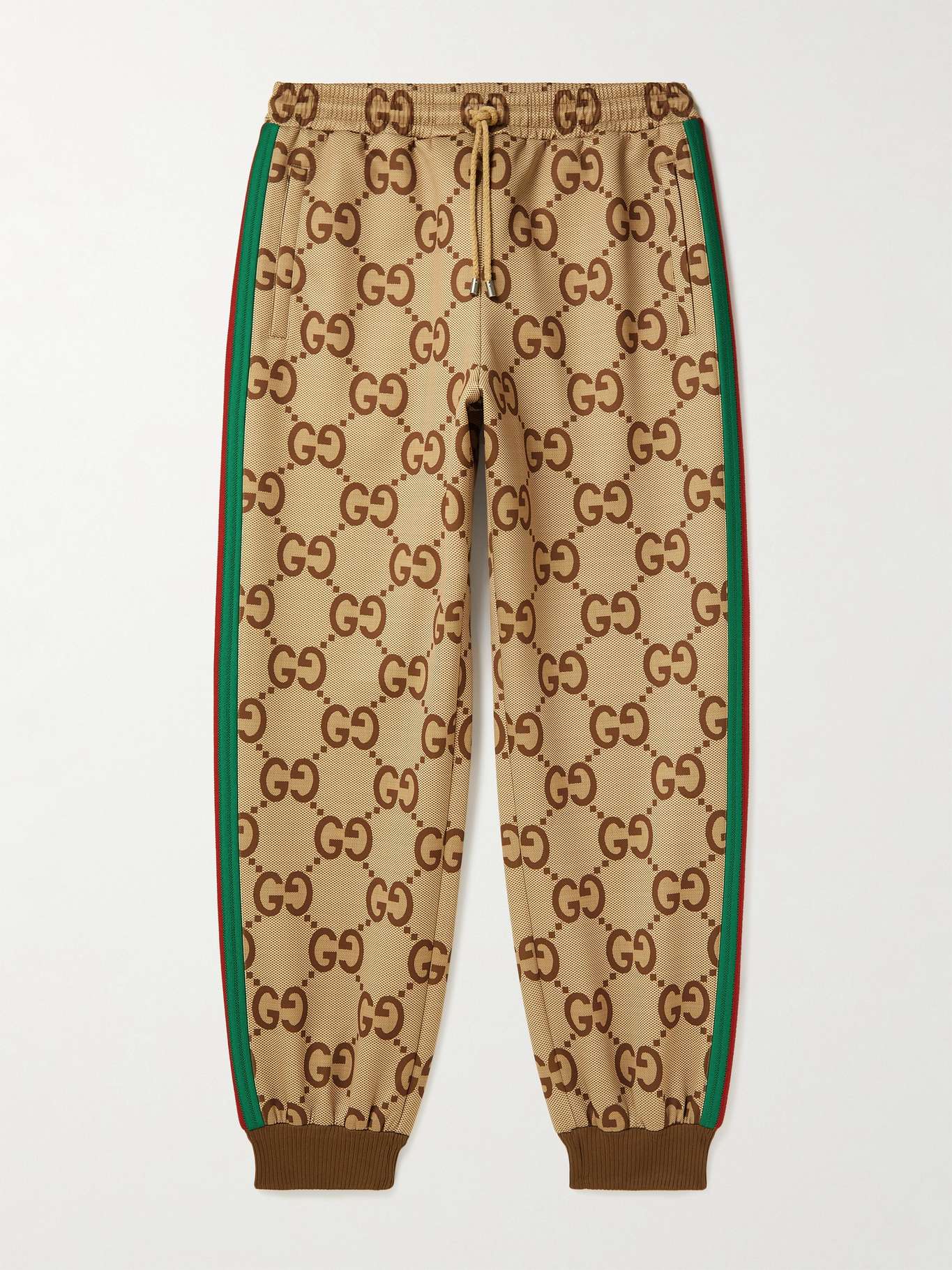 GUCCI Webbing-Trimmed Monogrammed Jersey Sweatpants for Men | MR PORTER