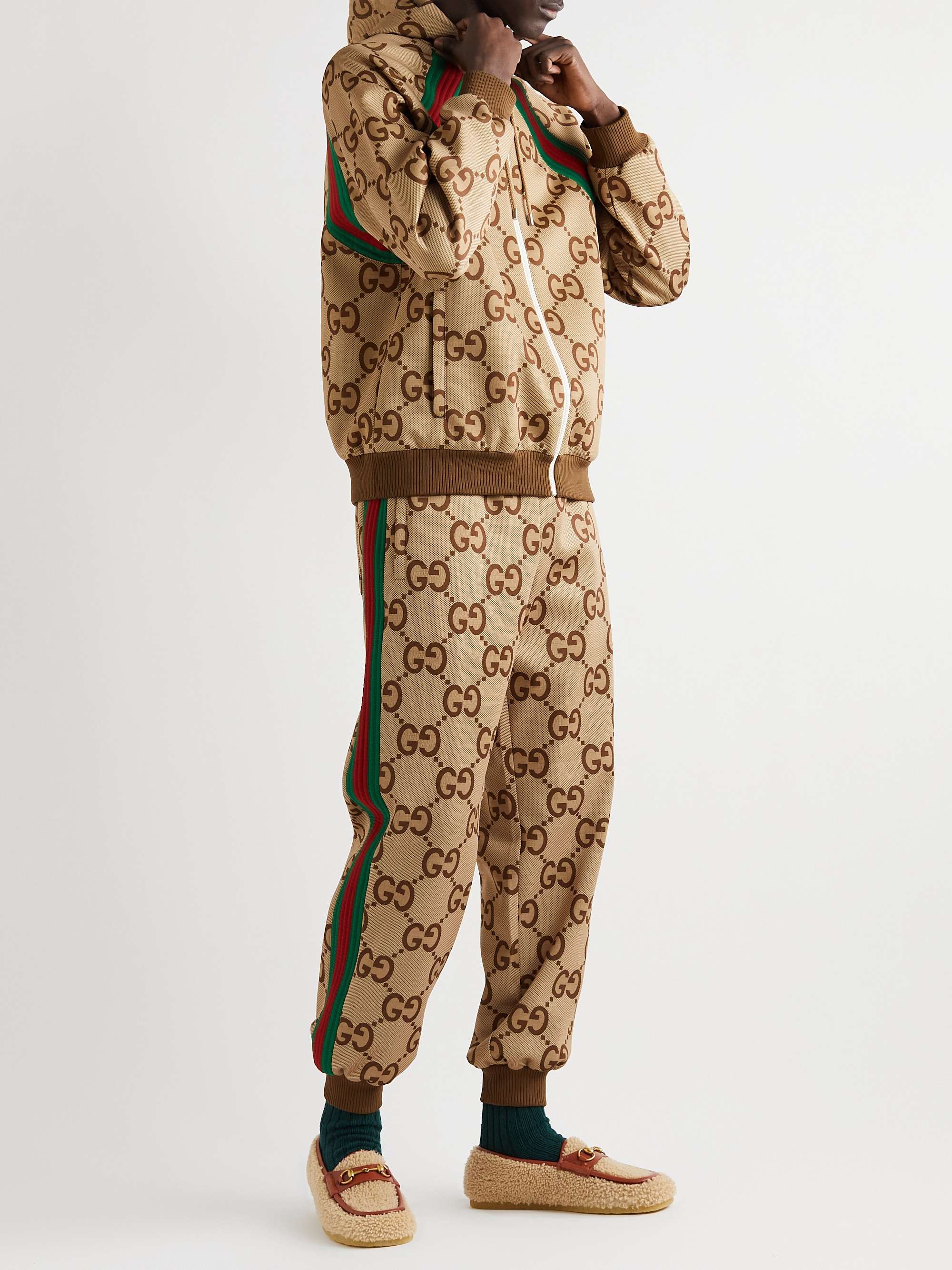 GUCCI Webbing-Trimmed Monogrammed Sweatpants for MR