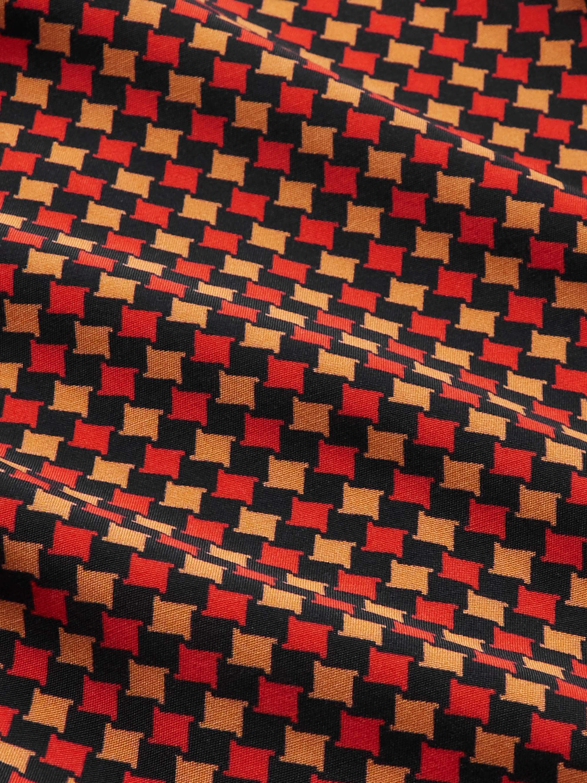 GUCCI Camp-Collar Printed Striped Silk Shirt