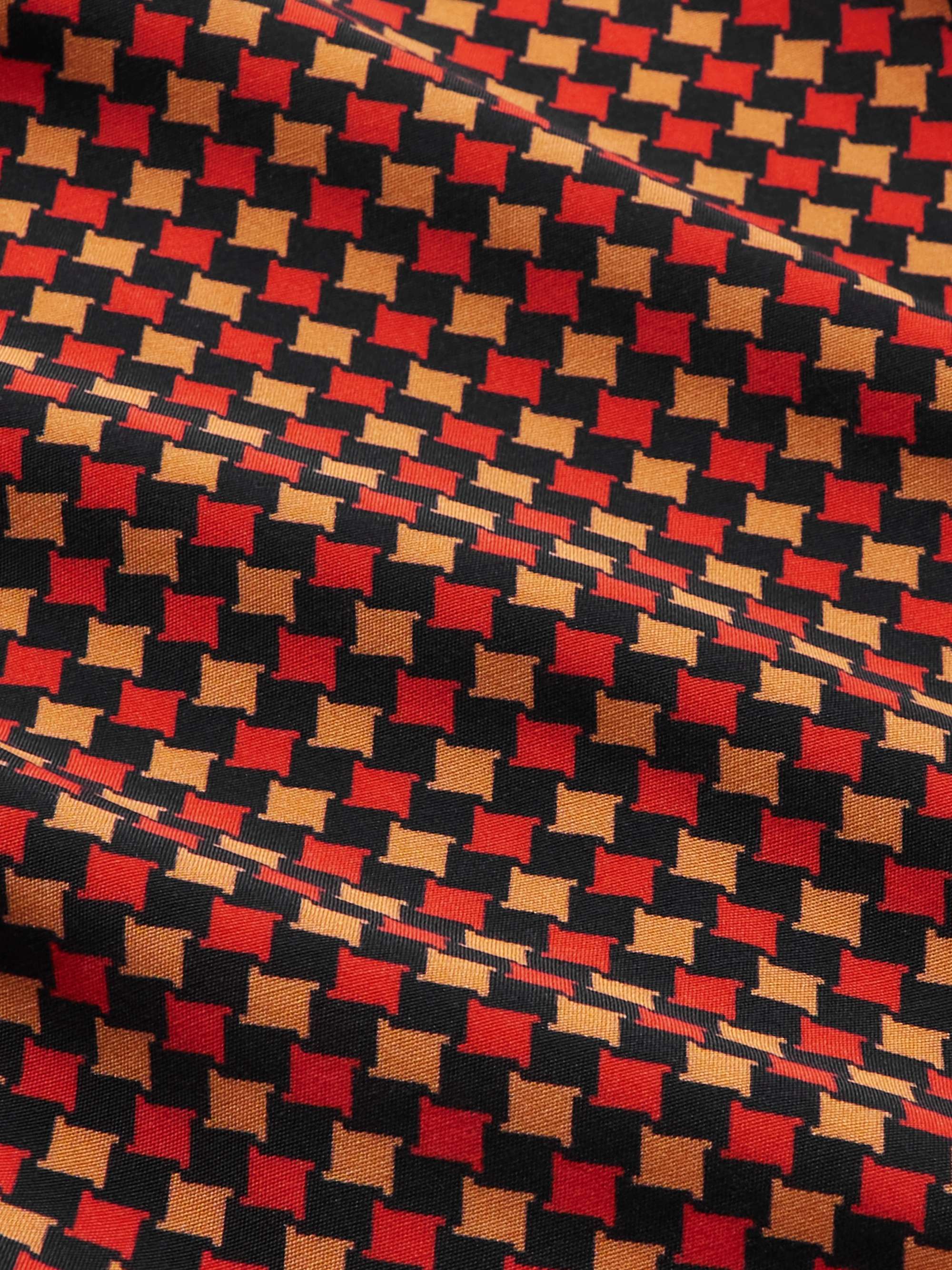 GUCCI Camp-Collar Printed Striped Silk Shirt