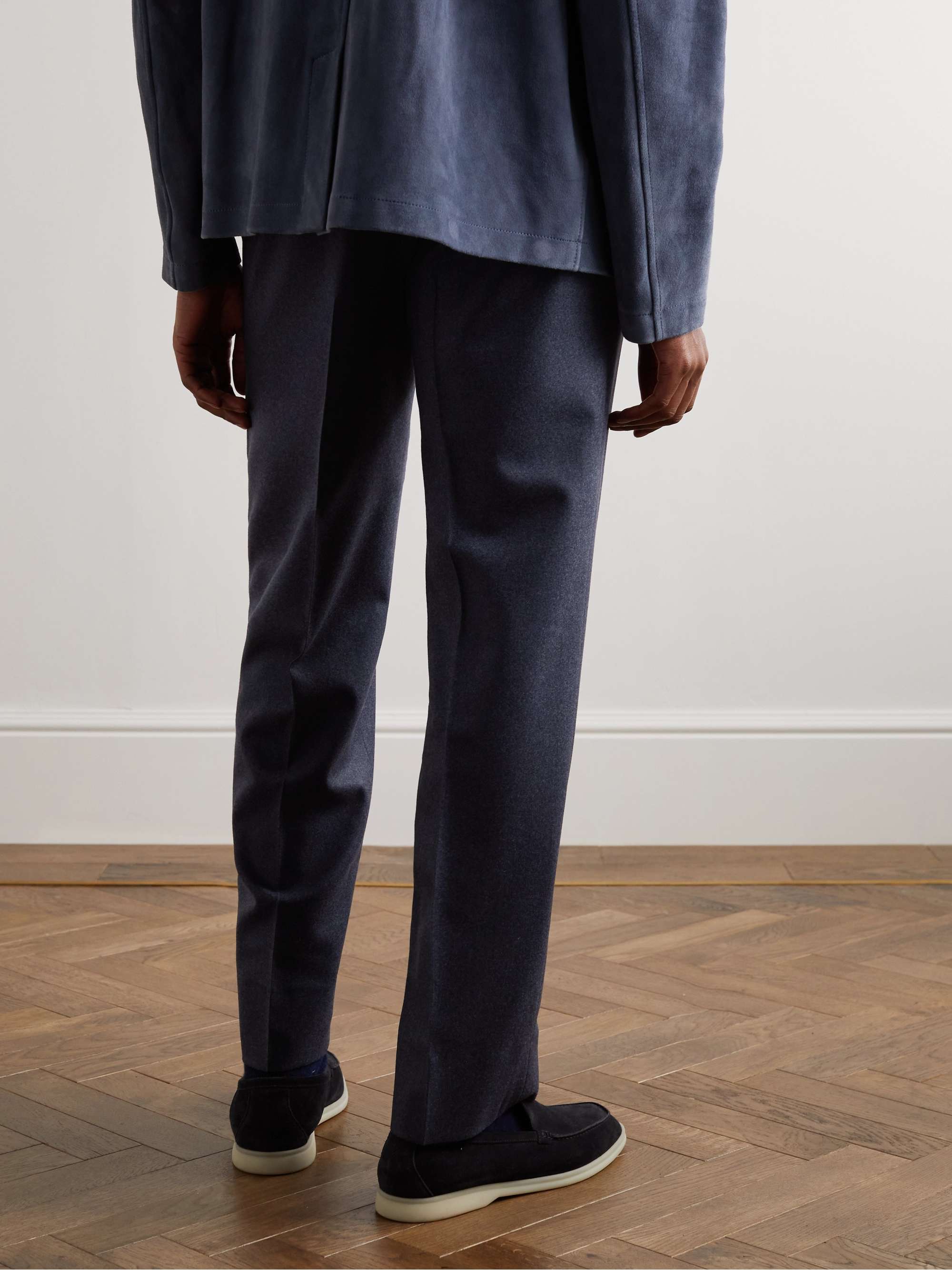 STÒFFA Straight-Leg Pleated Moss Wool-Flannel Trousers