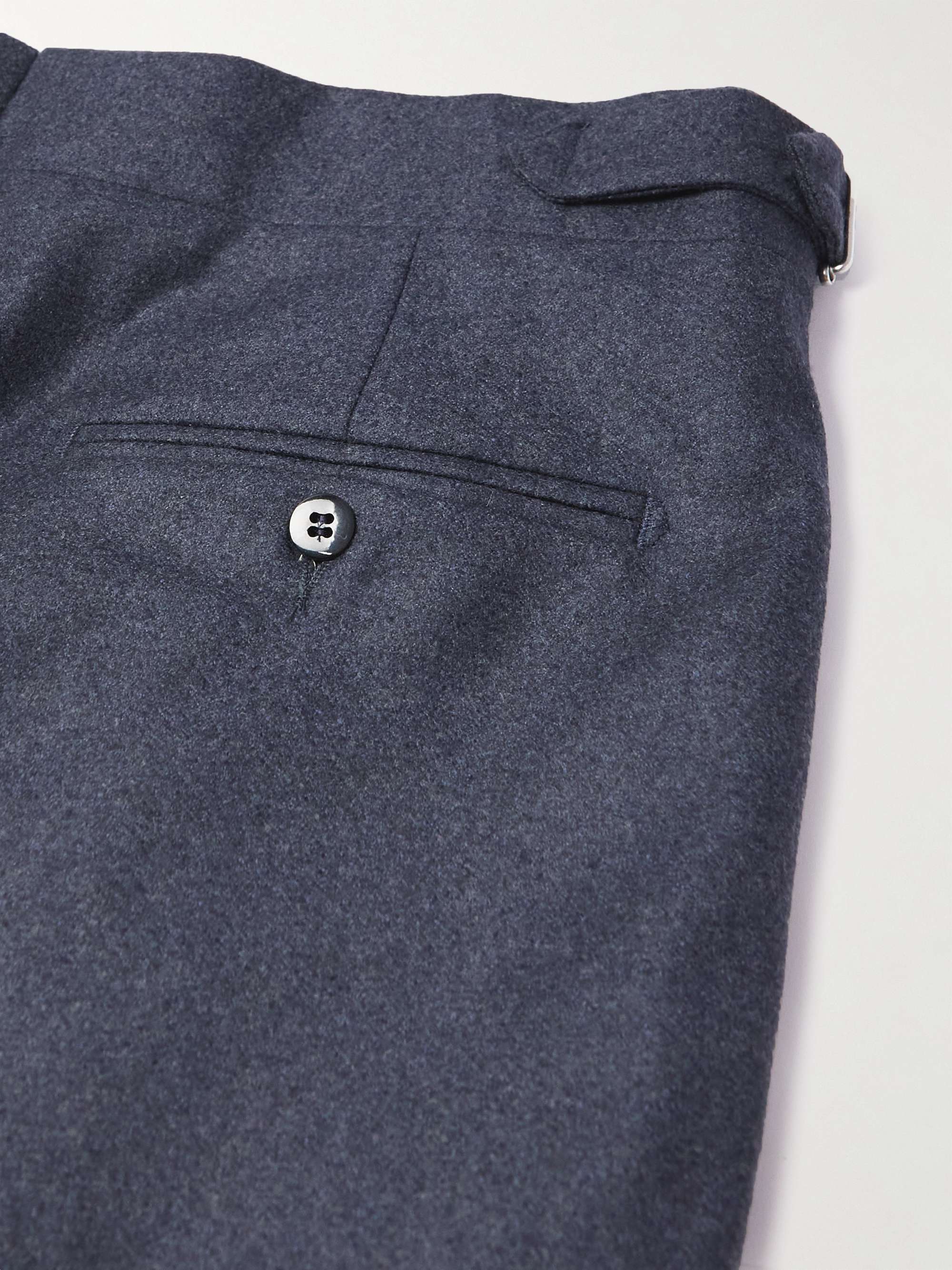 STÒFFA Straight-Leg Pleated Moss Wool-Flannel Trousers
