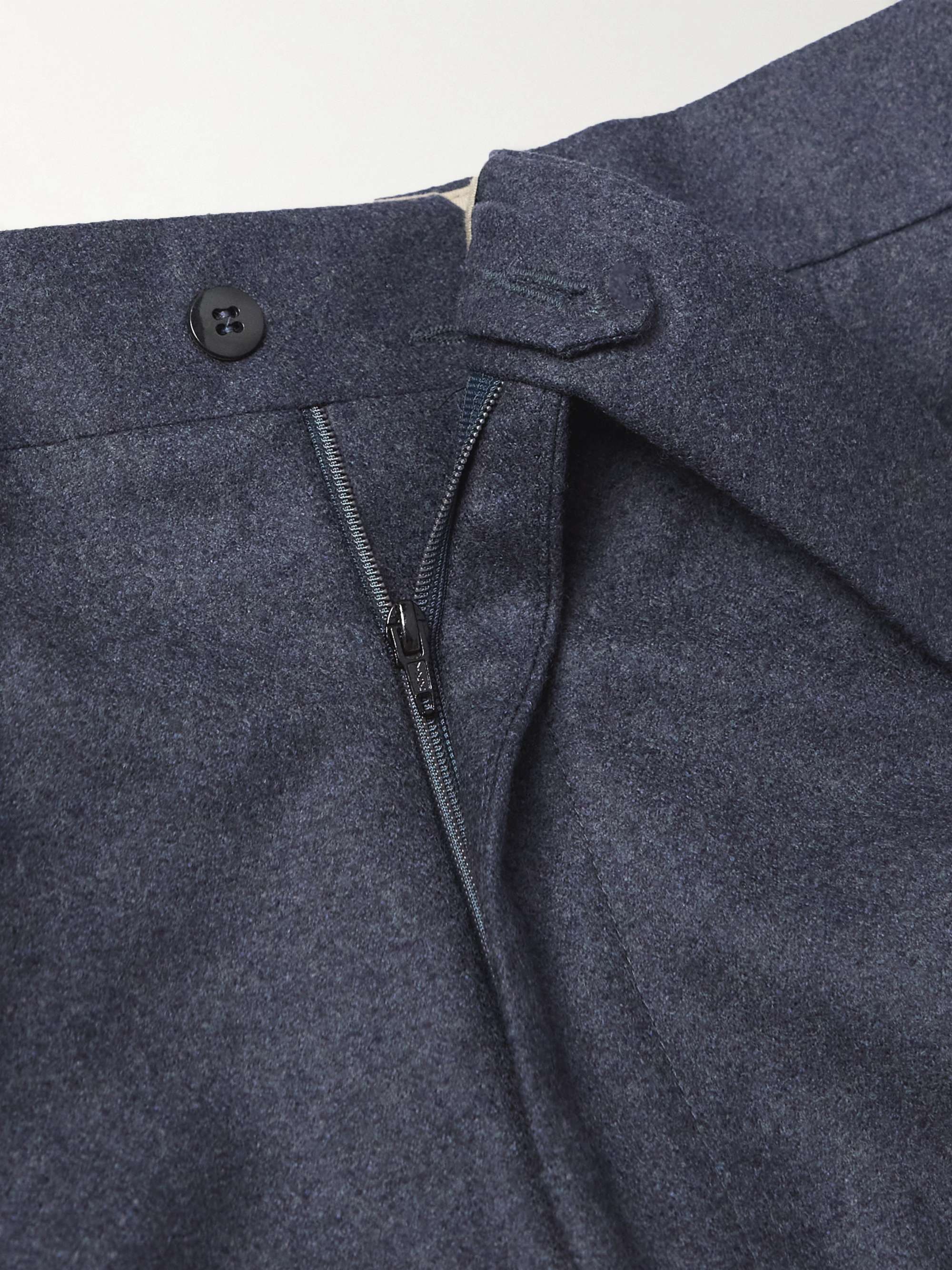 STÒFFA Straight-Leg Pleated Moss Wool-Flannel Trousers