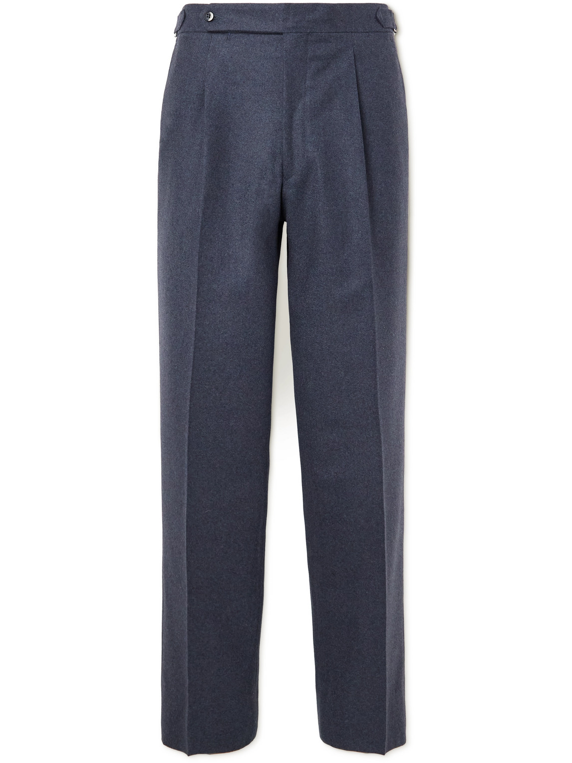 Stòffa Straight-leg Pleated Moss Wool-flannel Trousers In Blue