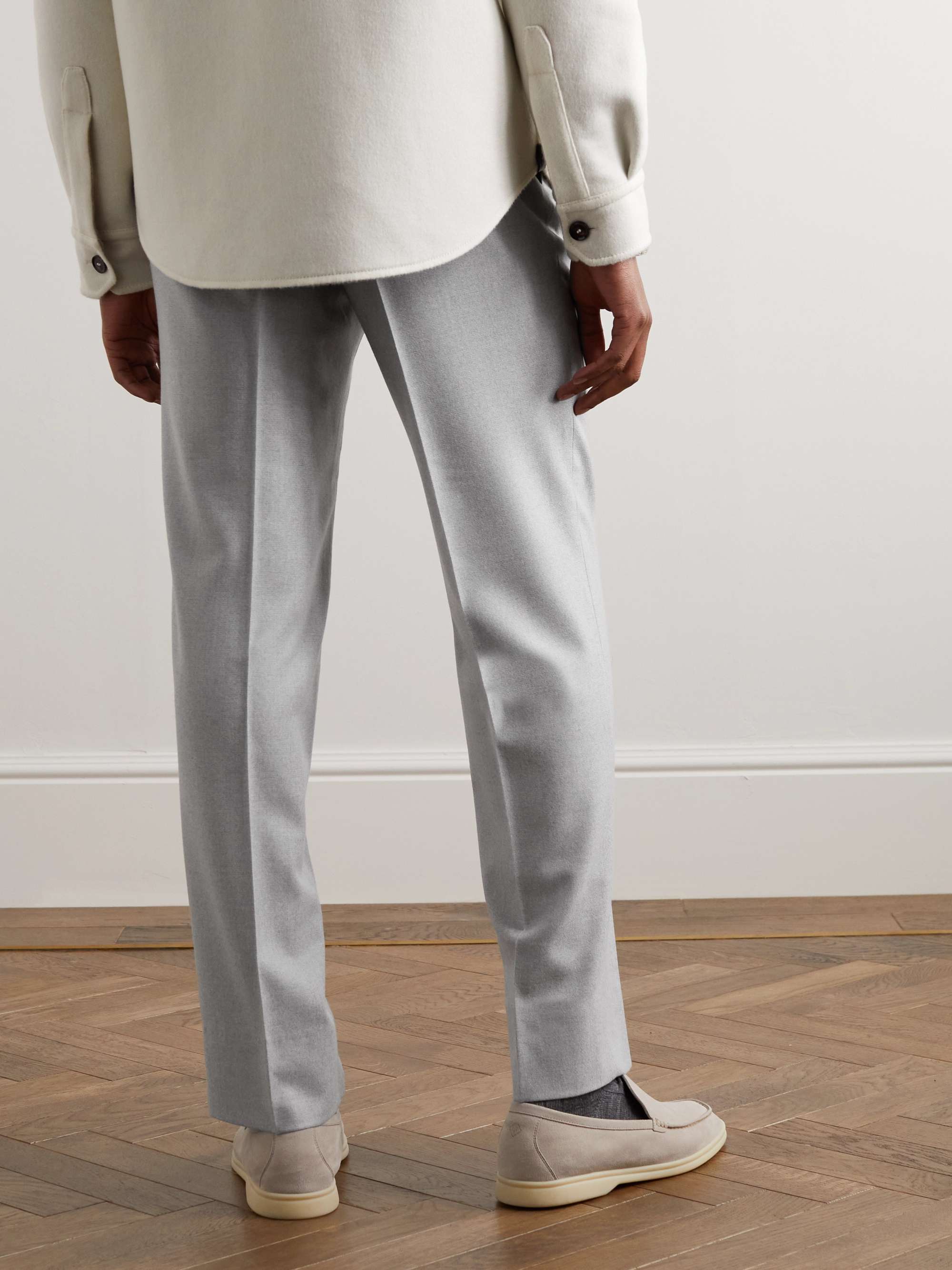 STÒFFA Straight-Leg Pleated Moss Wool-Flannel Trousers
