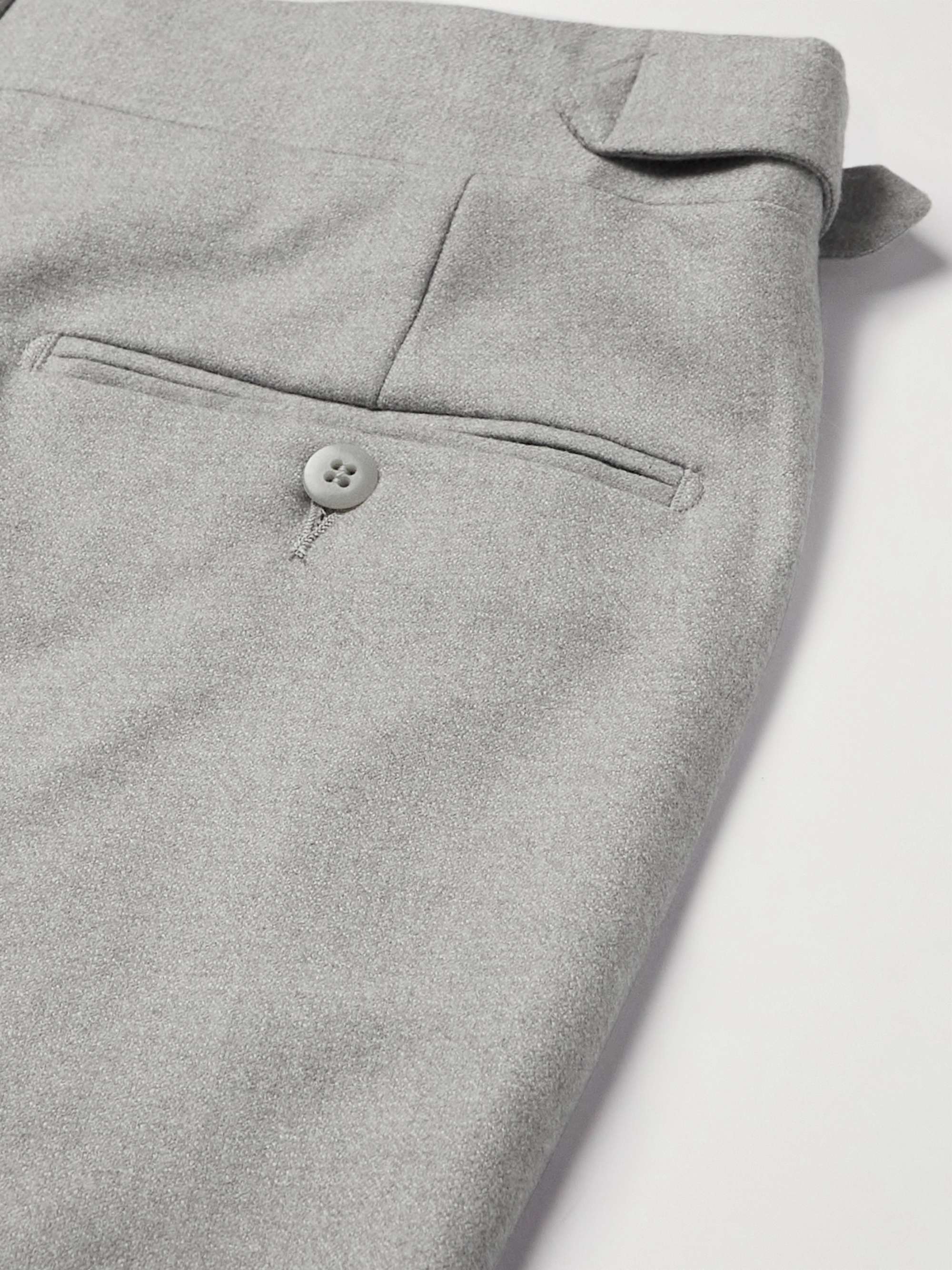 STÒFFA Straight-Leg Pleated Moss Wool-Flannel Trousers
