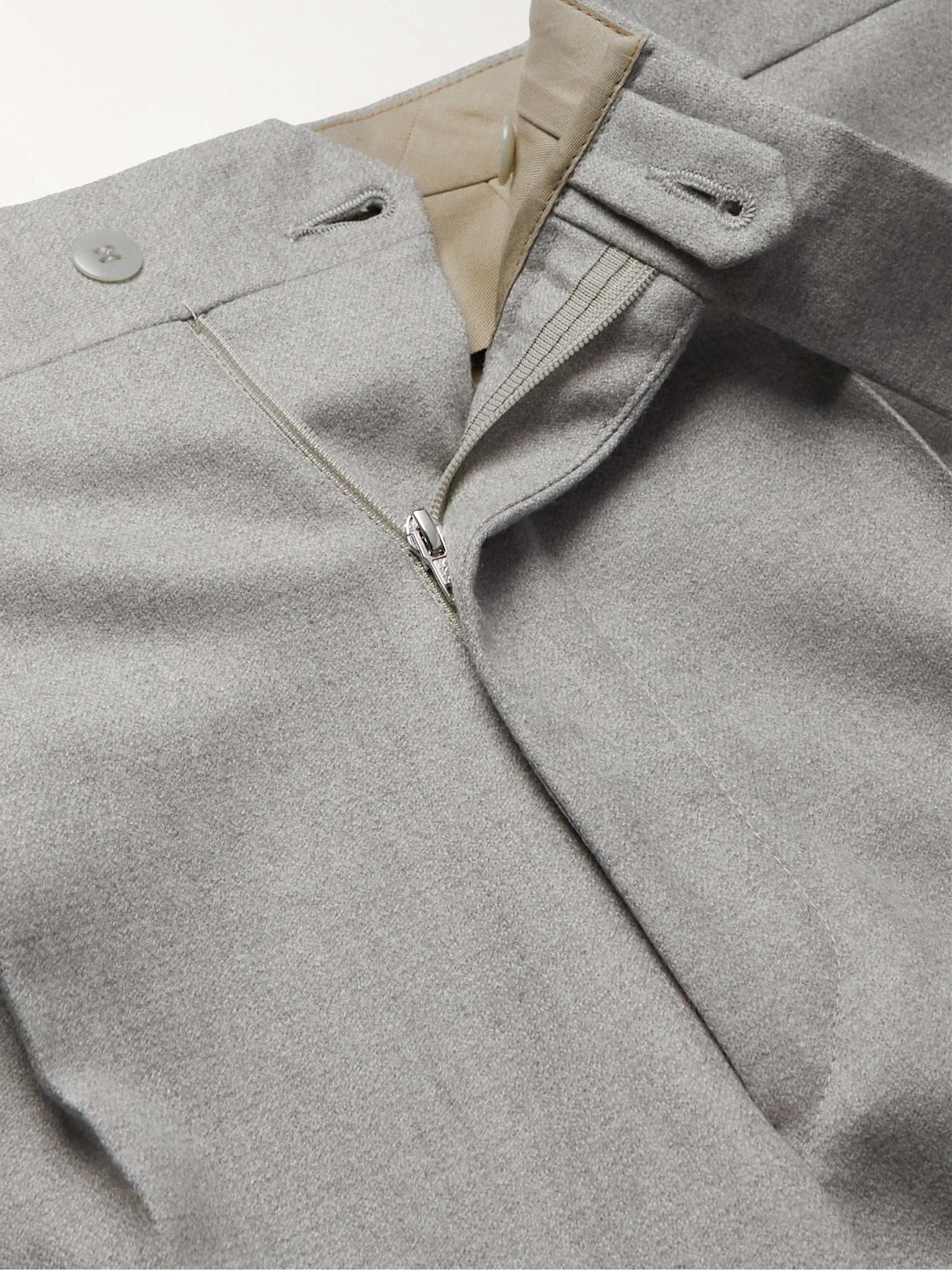 STÒFFA Straight-Leg Pleated Moss Wool-Flannel Trousers