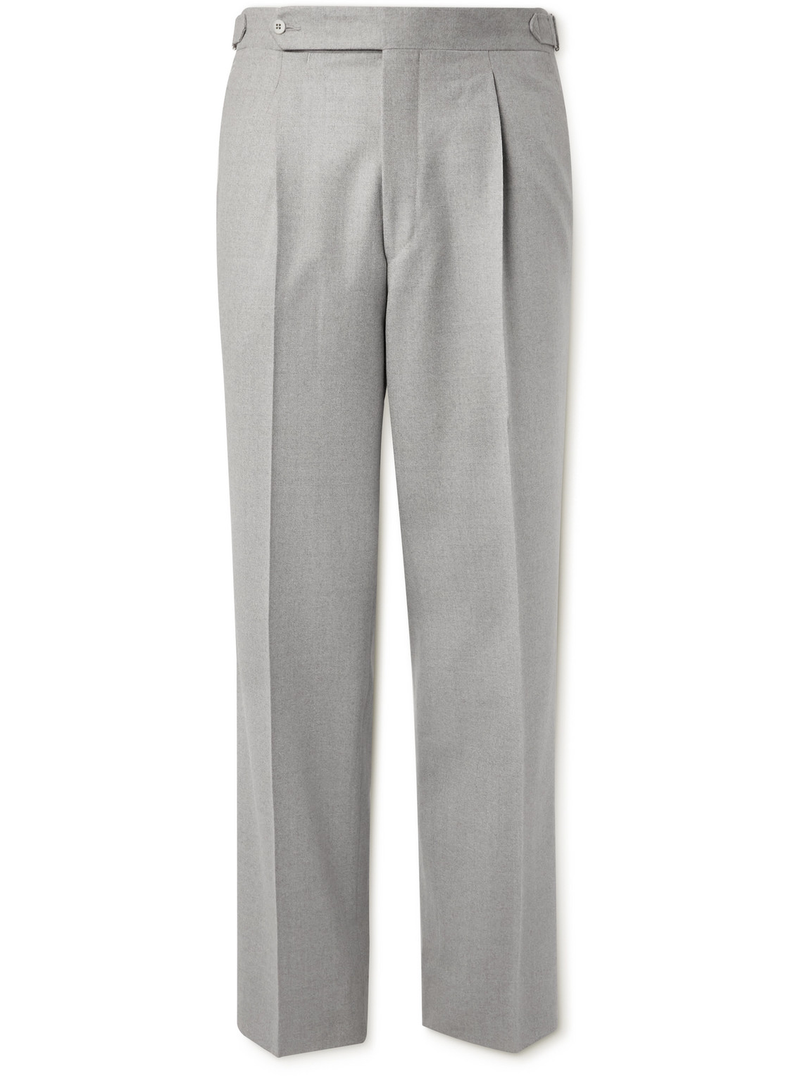 Stòffa Straight-leg Pleated Moss Wool-flannel Trousers In Gray