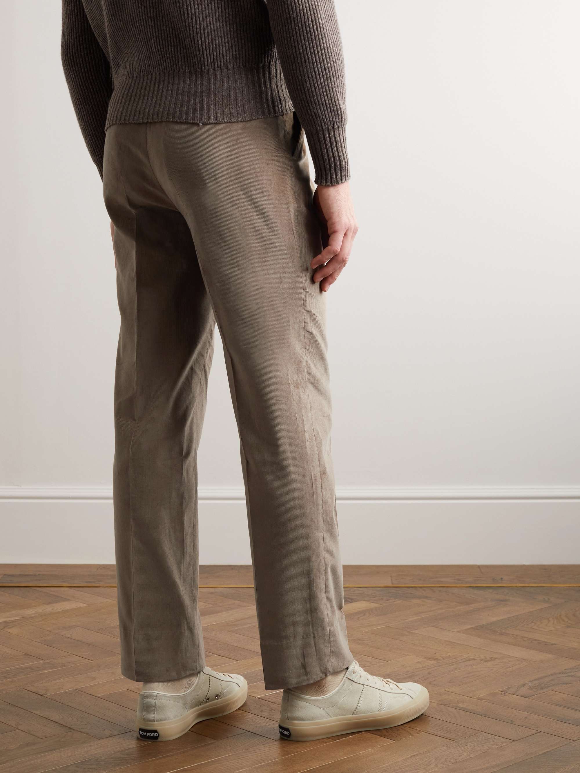 STÒFFA Straight-Leg Pleated Cotton-Corduroy Trousers