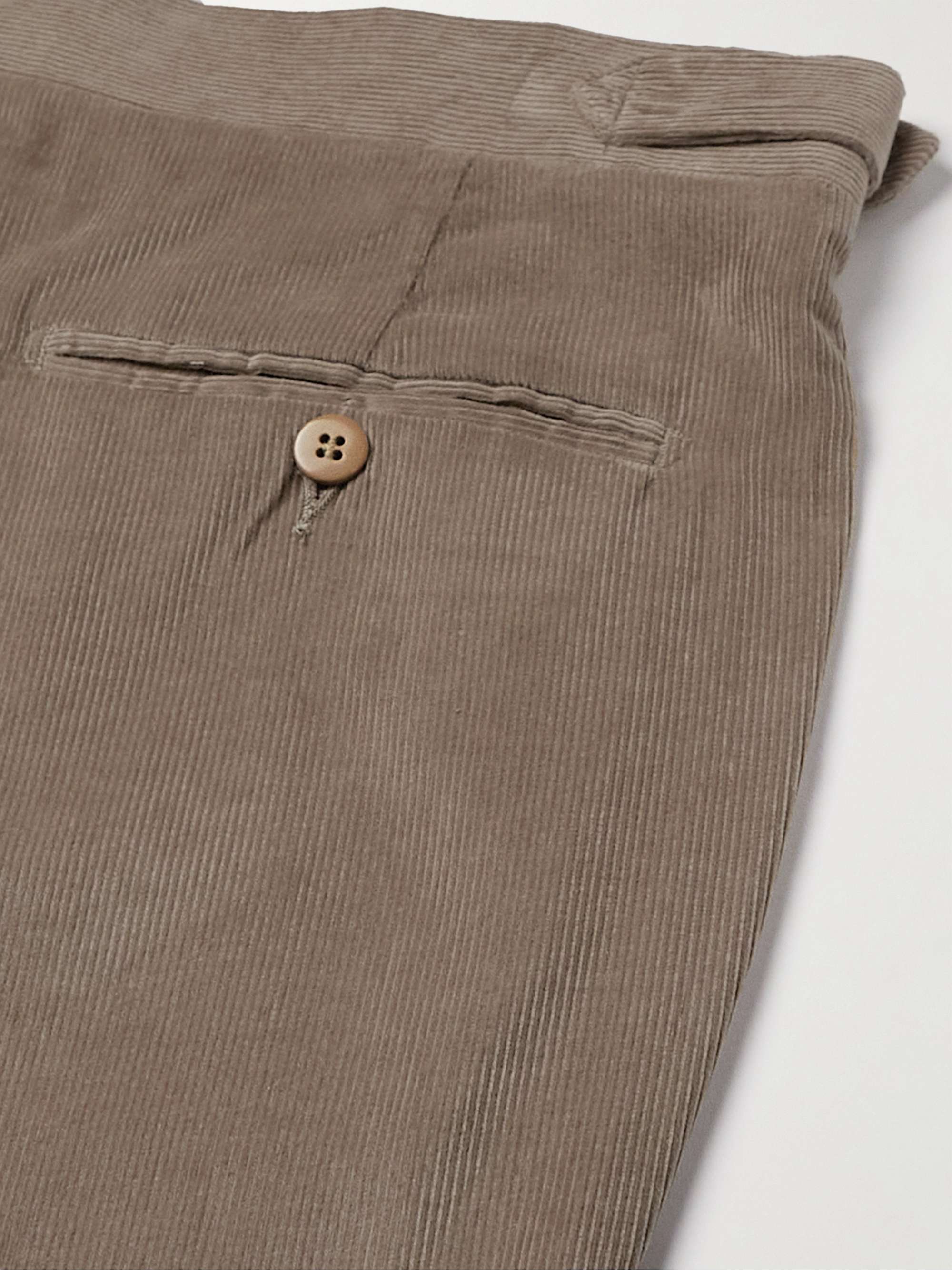 STÒFFA Straight-Leg Pleated Cotton-Corduroy Trousers