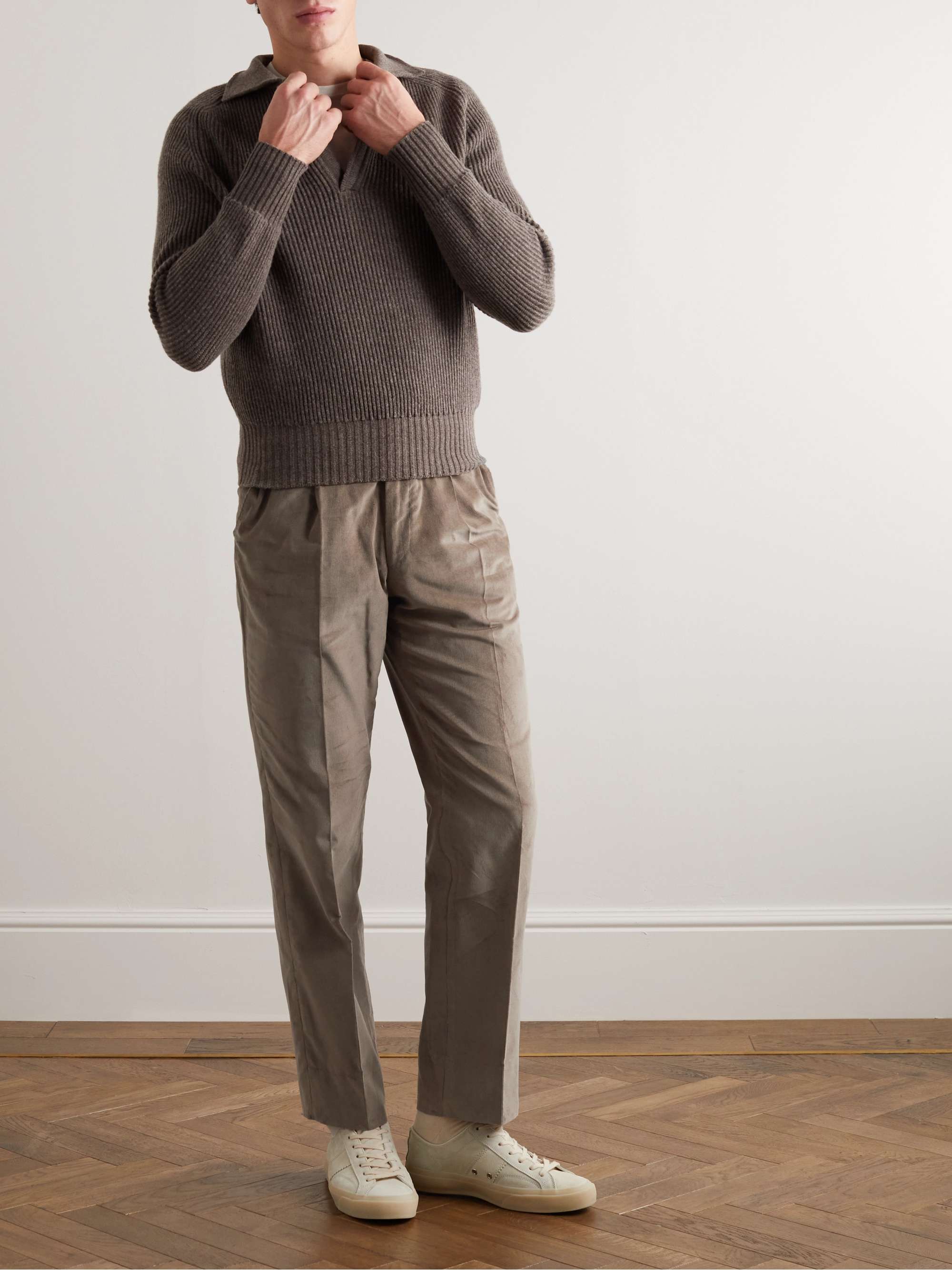 STÒFFA Straight-Leg Pleated Cotton-Corduroy Trousers for Men | MR PORTER