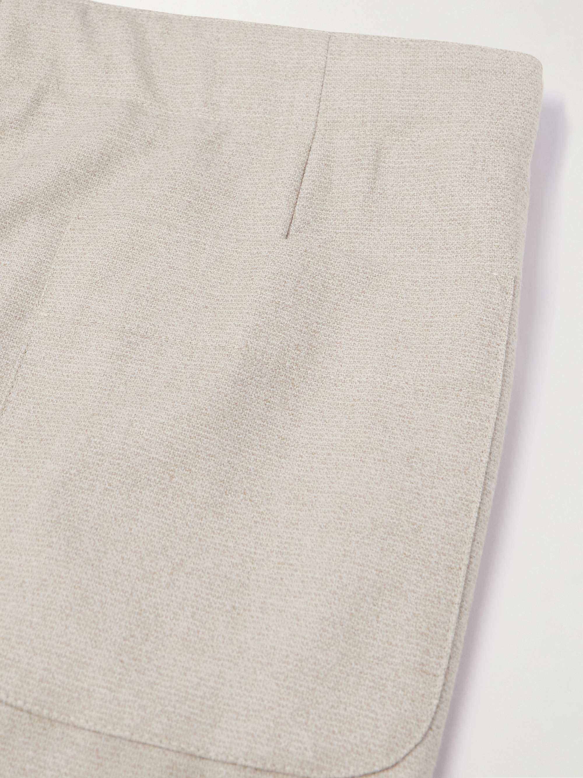 STÒFFA Striaght-Leg Pleated Wool-Flannel Drawstring Trousers