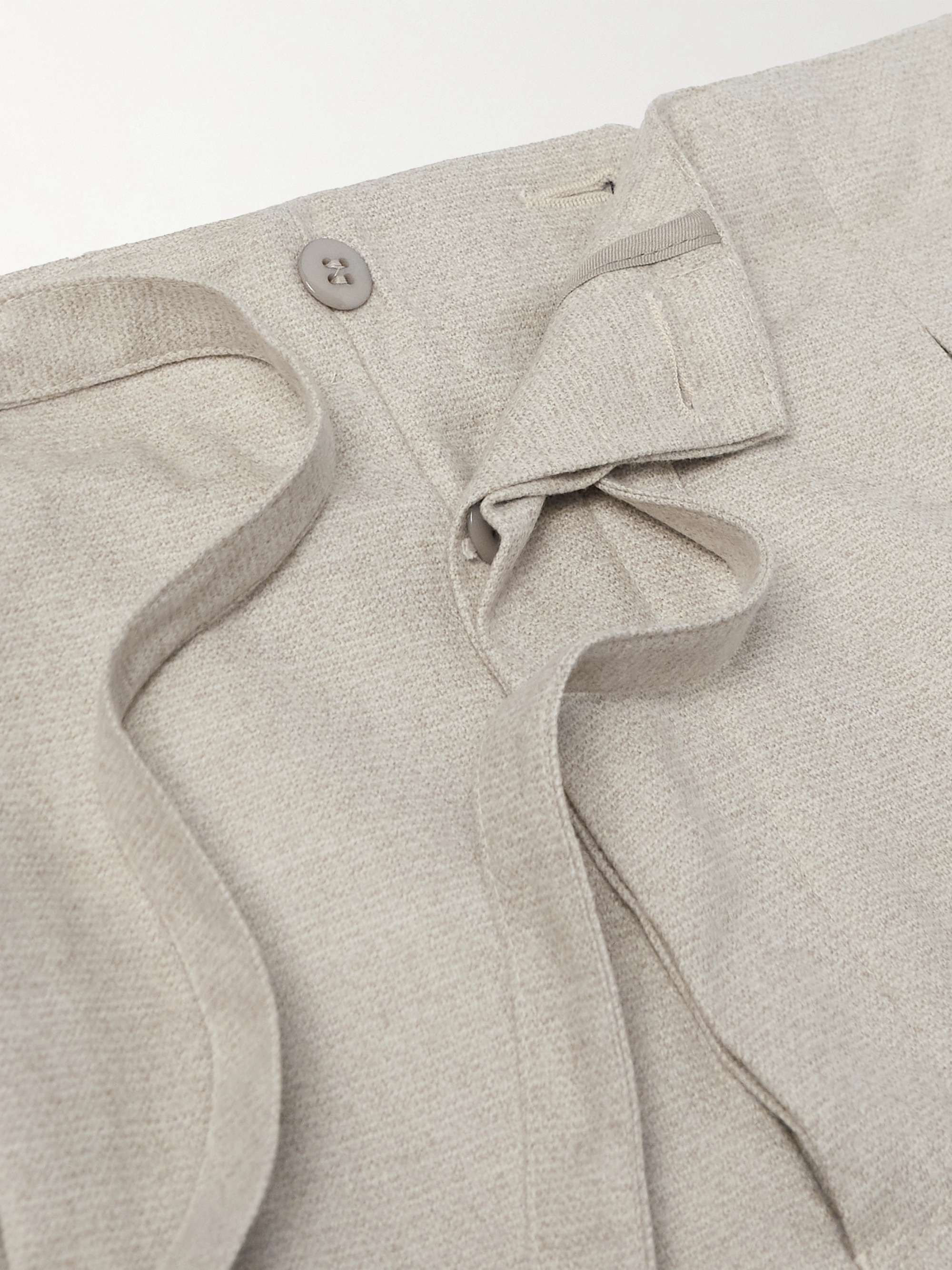 STÒFFA Striaght-Leg Pleated Wool-Flannel Drawstring Trousers