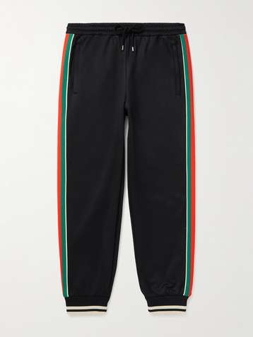 GUCCI Tapered Webbing-Trimmed Stretch-Jersey Sweatpants