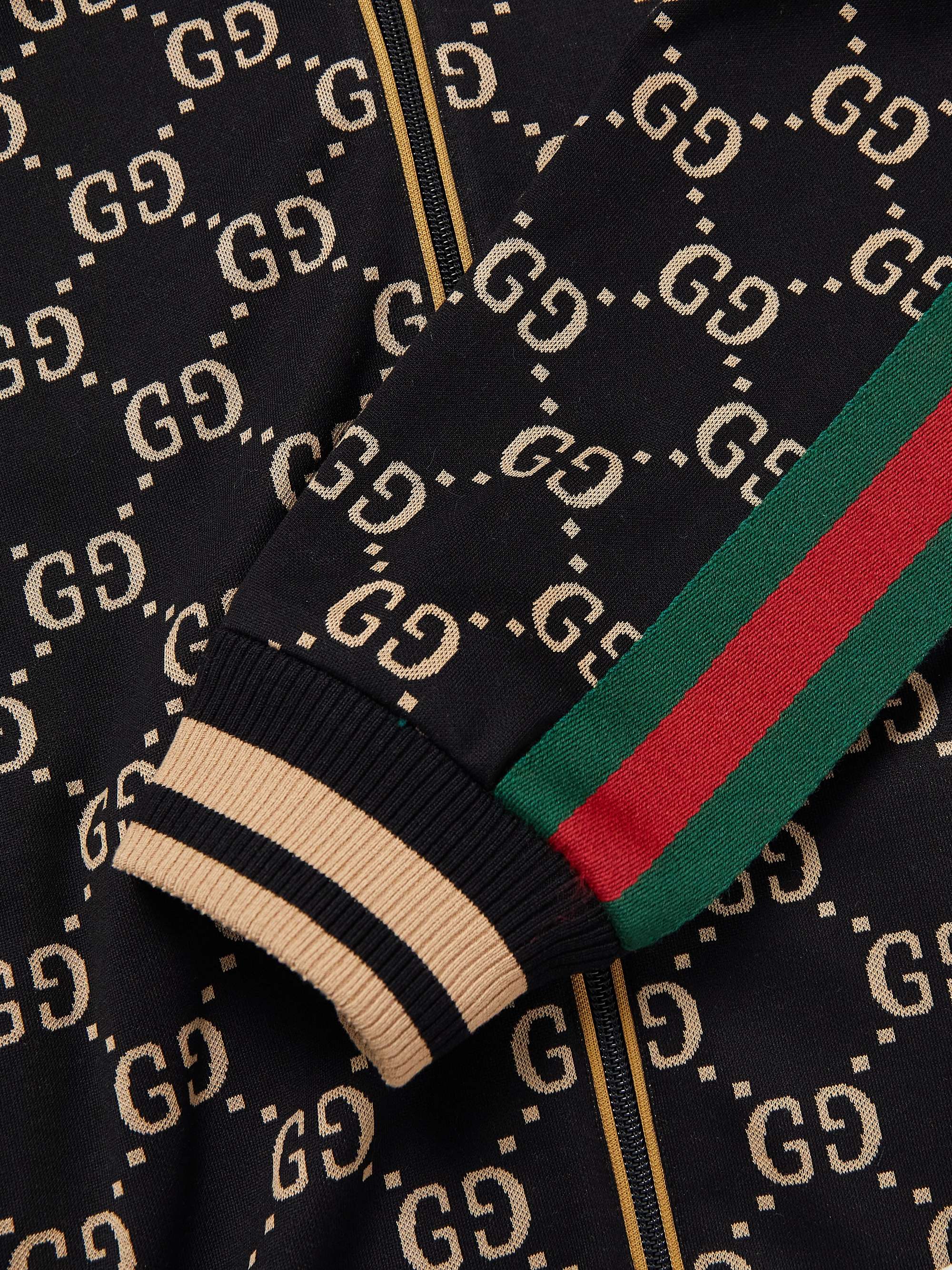 GUCCI Webbing-Trimmed Monogrammed Cotton-Jersey Track Jacket