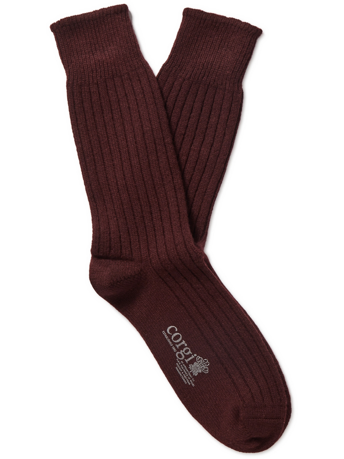 Kingsman Ribbed Cashmere Socks In Burgundy