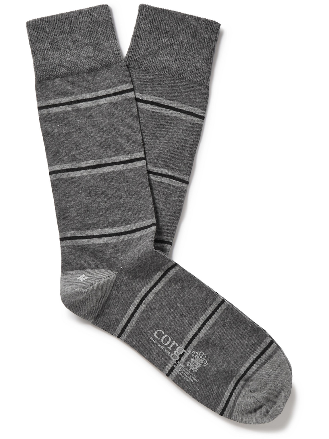 Kingsman Striped Cotton-blend Socks In Gray