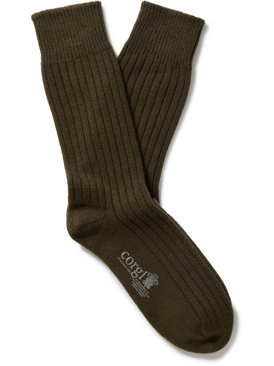 Kingsman Ribbed Cashmere Socks In Green