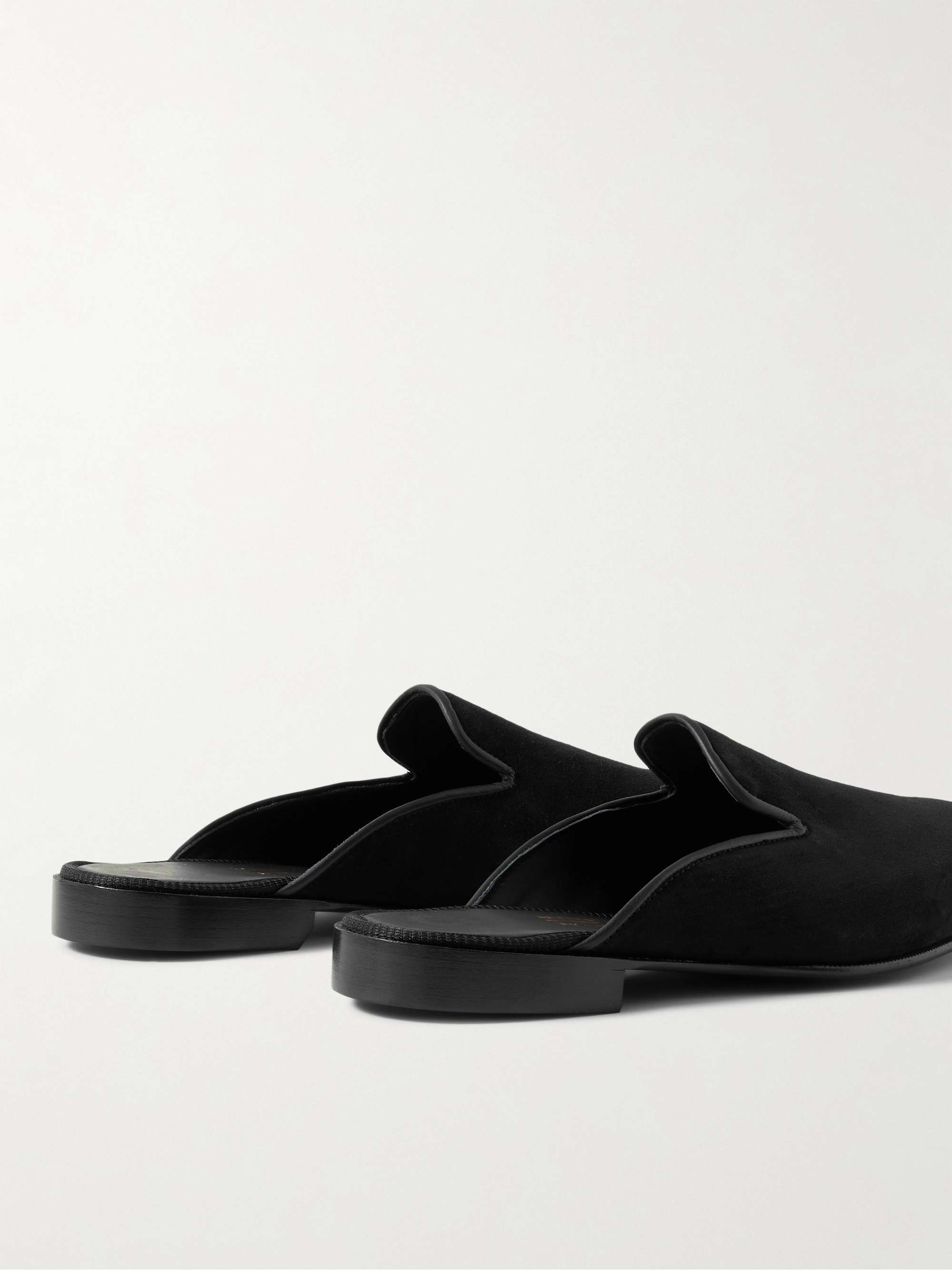 KINGSMAN + George Cleverley Leather-Trimmed Suede Slippers