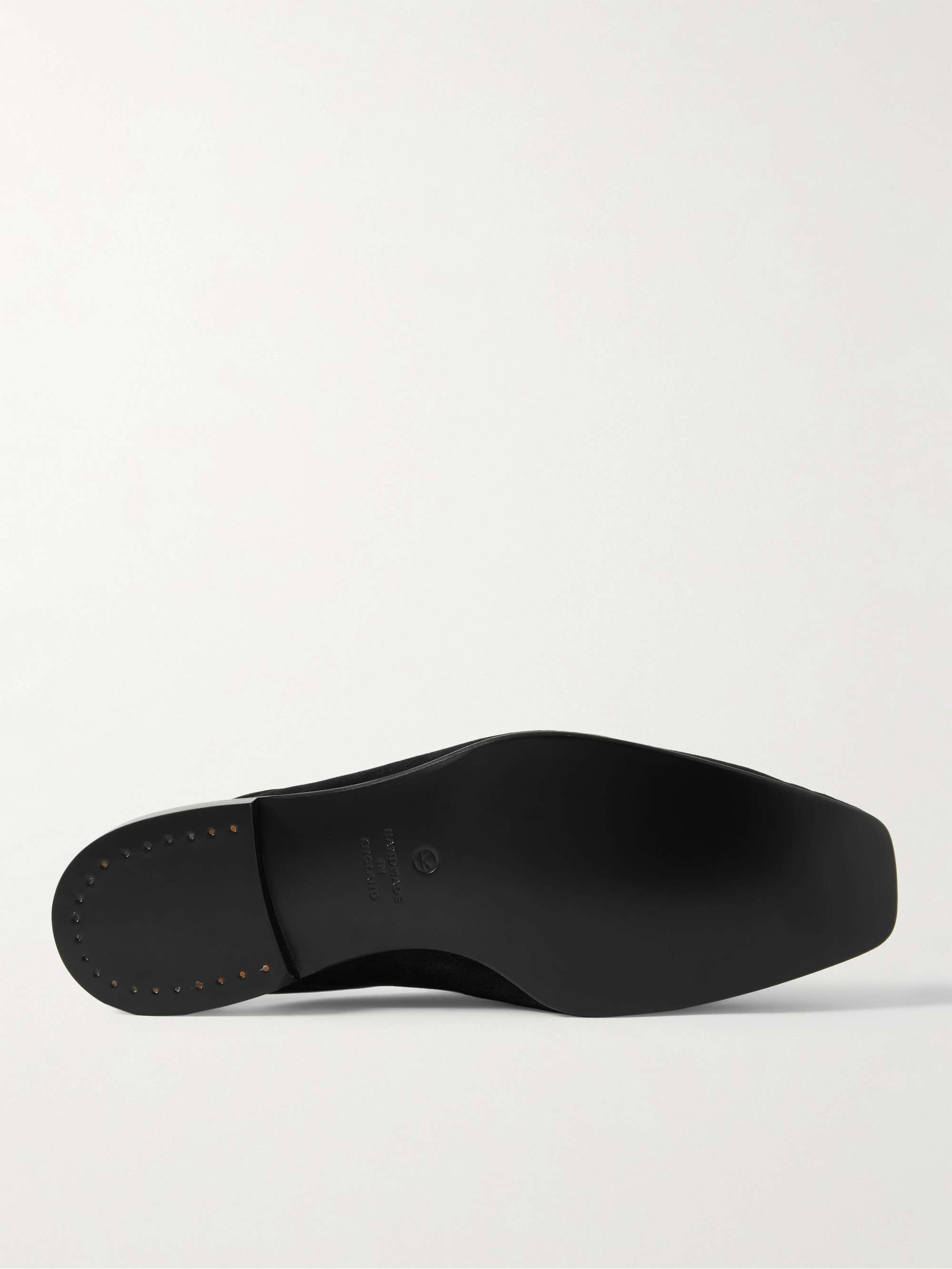 KINGSMAN + George Cleverley Leather-Trimmed Suede Slippers