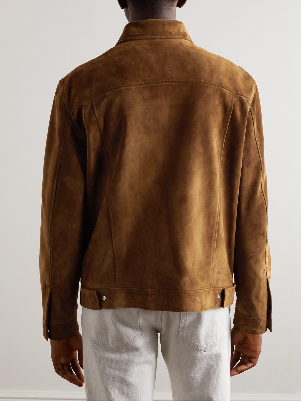 Shop Loro Piana Suede Trucker Jacket In Brown