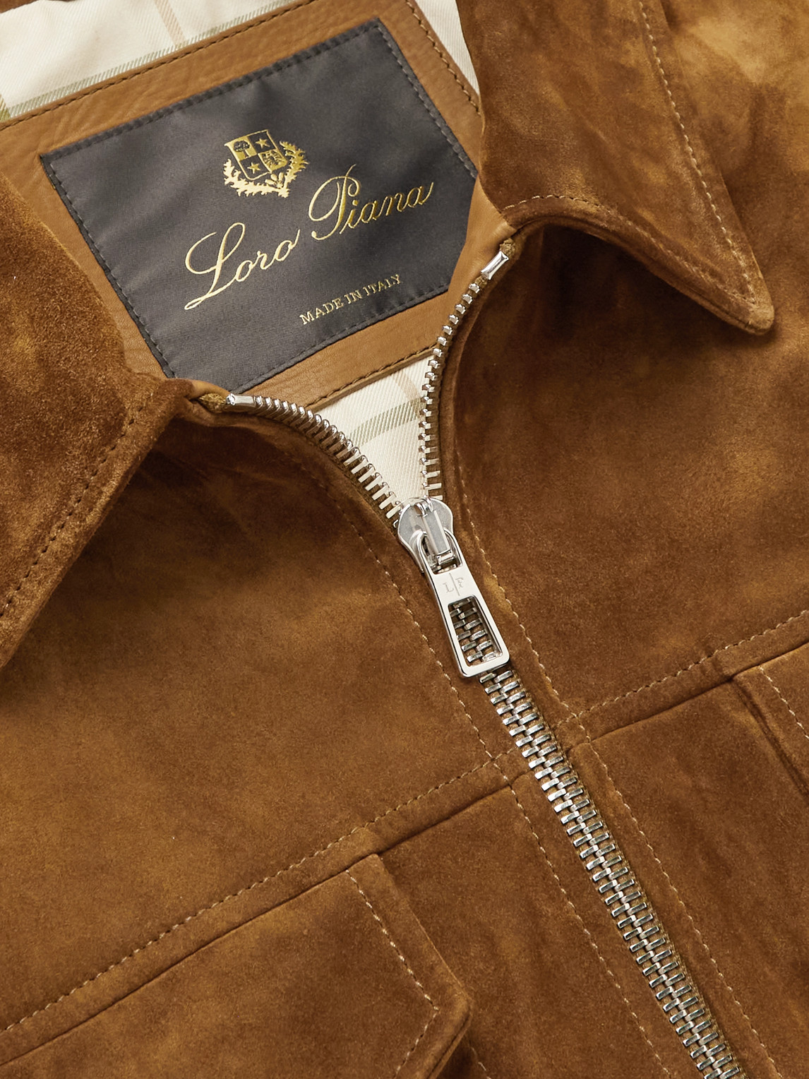 Shop Loro Piana Suede Trucker Jacket In Brown