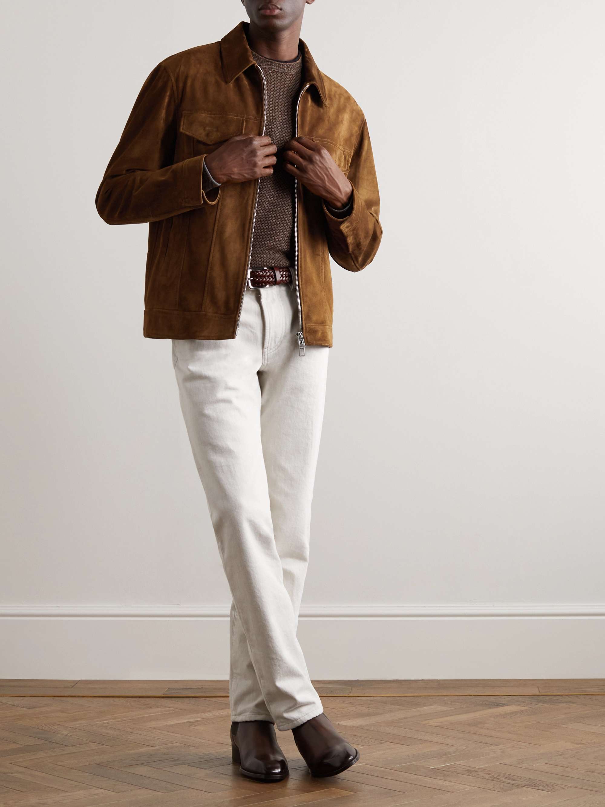 LORO PIANA Suede Trucker Jacket for Men | MR PORTER