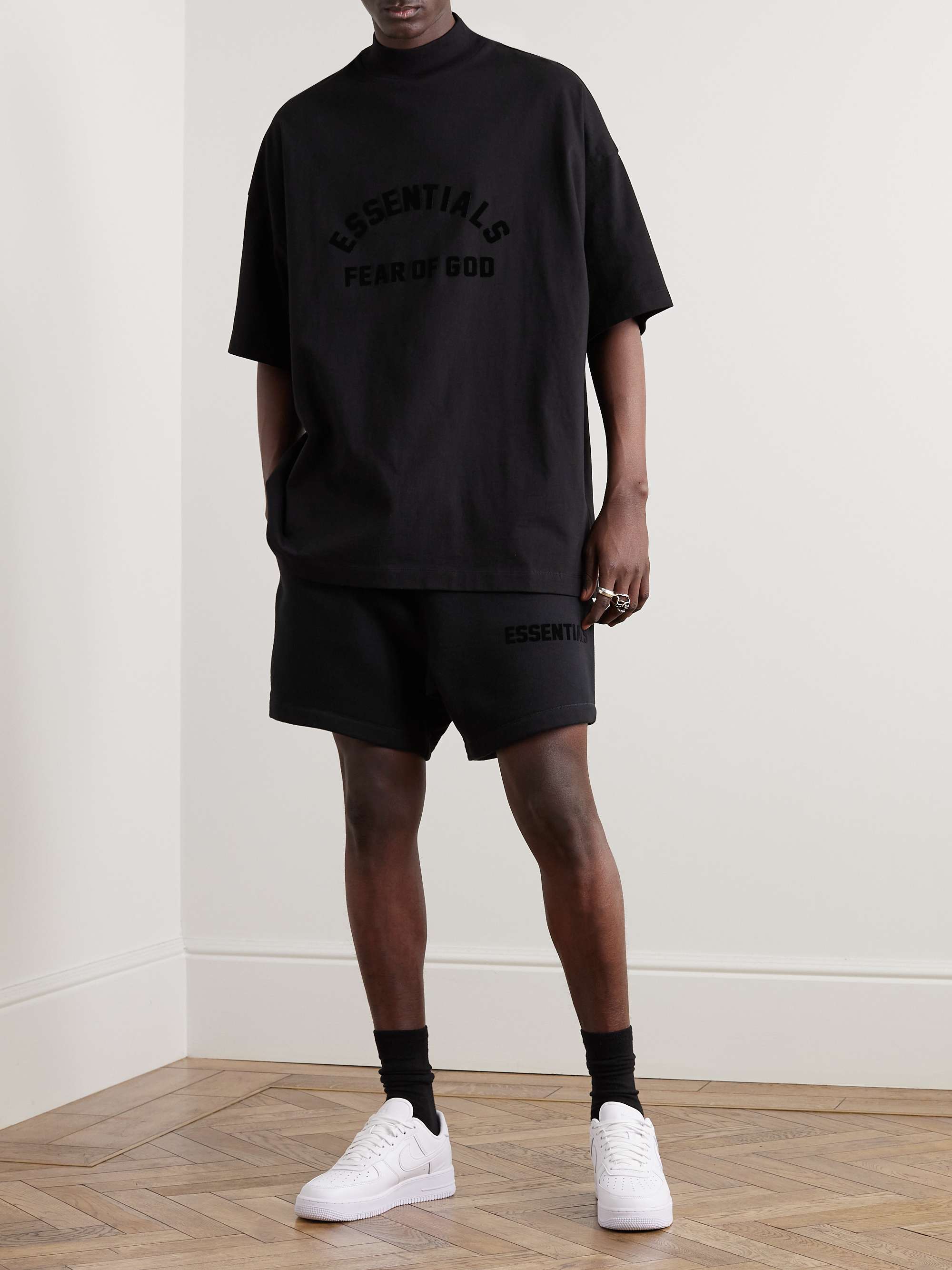 FEAR OF GOD ESSENTIALS Wide-Leg Logo-Appliquéd Cotton-Blend Jersey ...