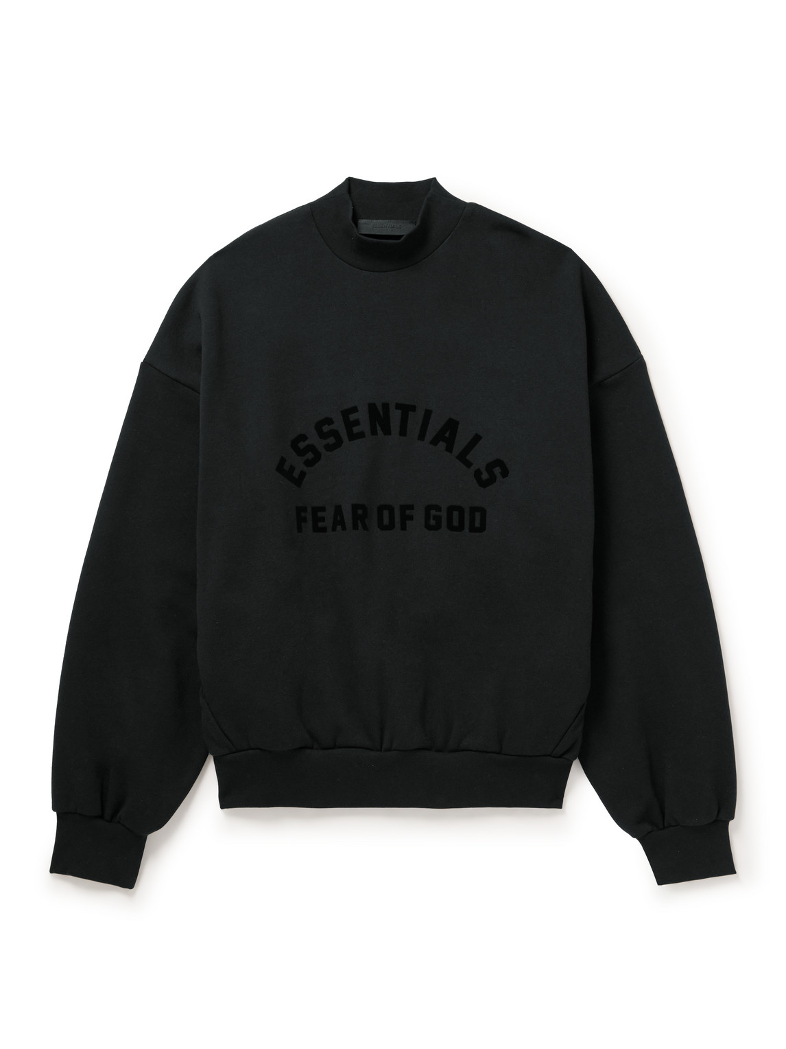 Essentials Logo-appliquéd Cotton-blend Jersey Mock-neck Sweatshirt In Black