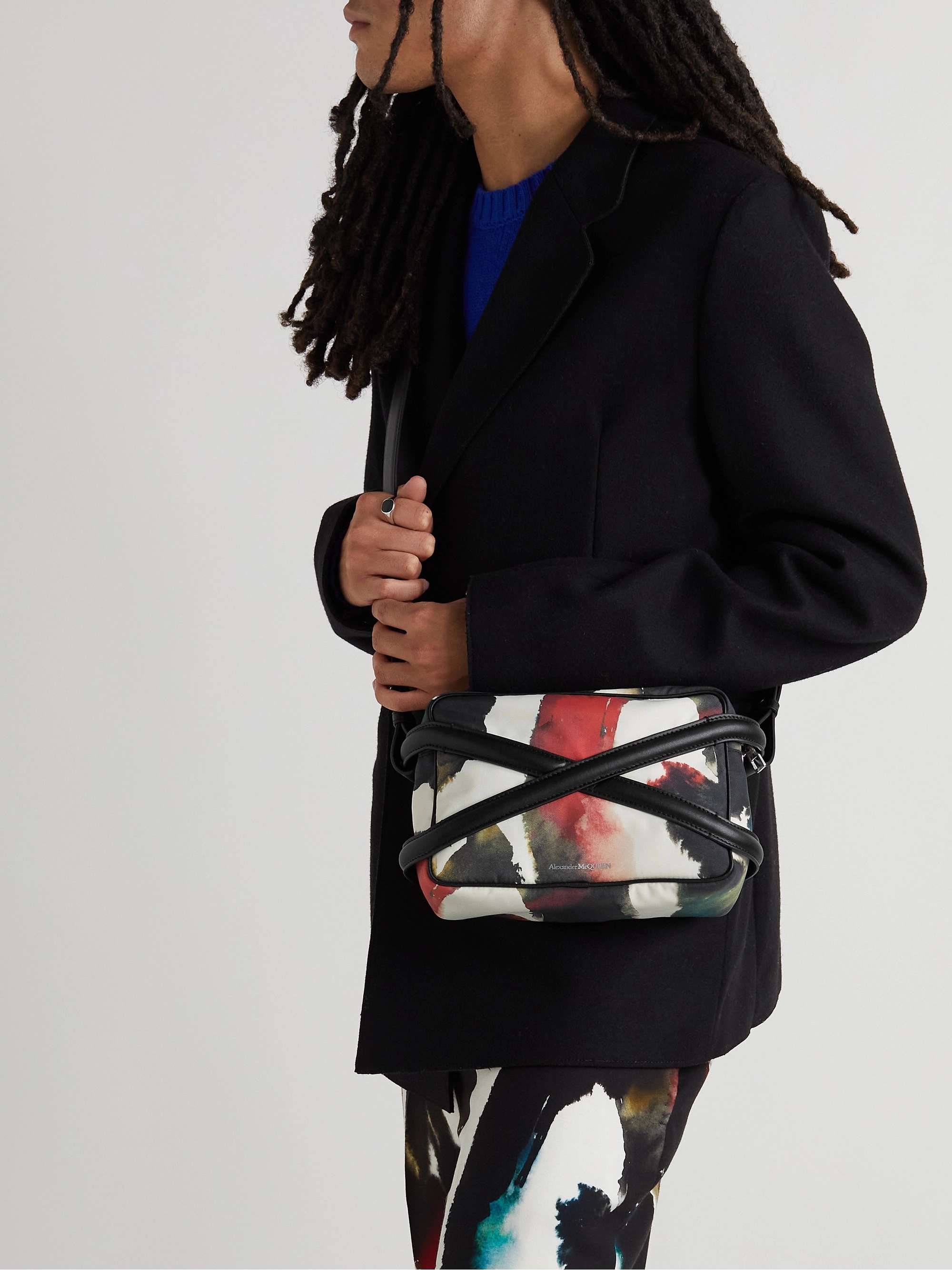 ALEXANDER MCQUEEN Leather-Trimmed Printed Nylon Messenger Bag