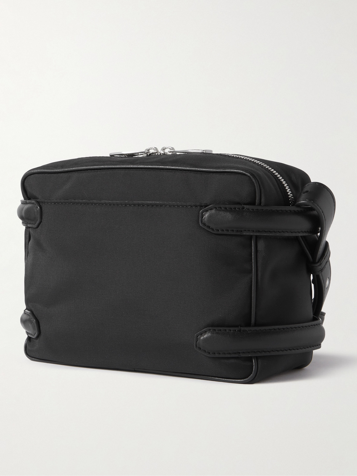 Shop Alexander Mcqueen Harness Faux Leather-trimmed Canvas Messenger Bag In Black