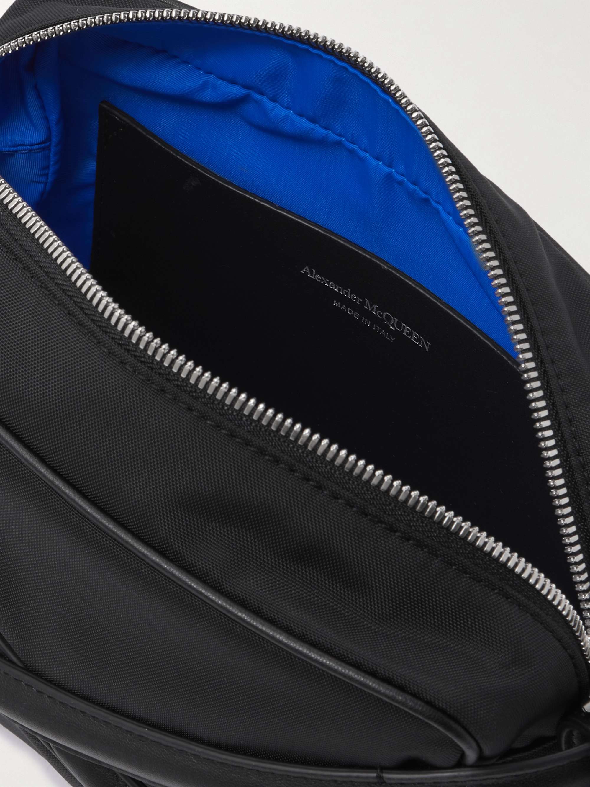 MCQUEEN Harness Faux Leather-Trimmed Canvas Messenger Bag