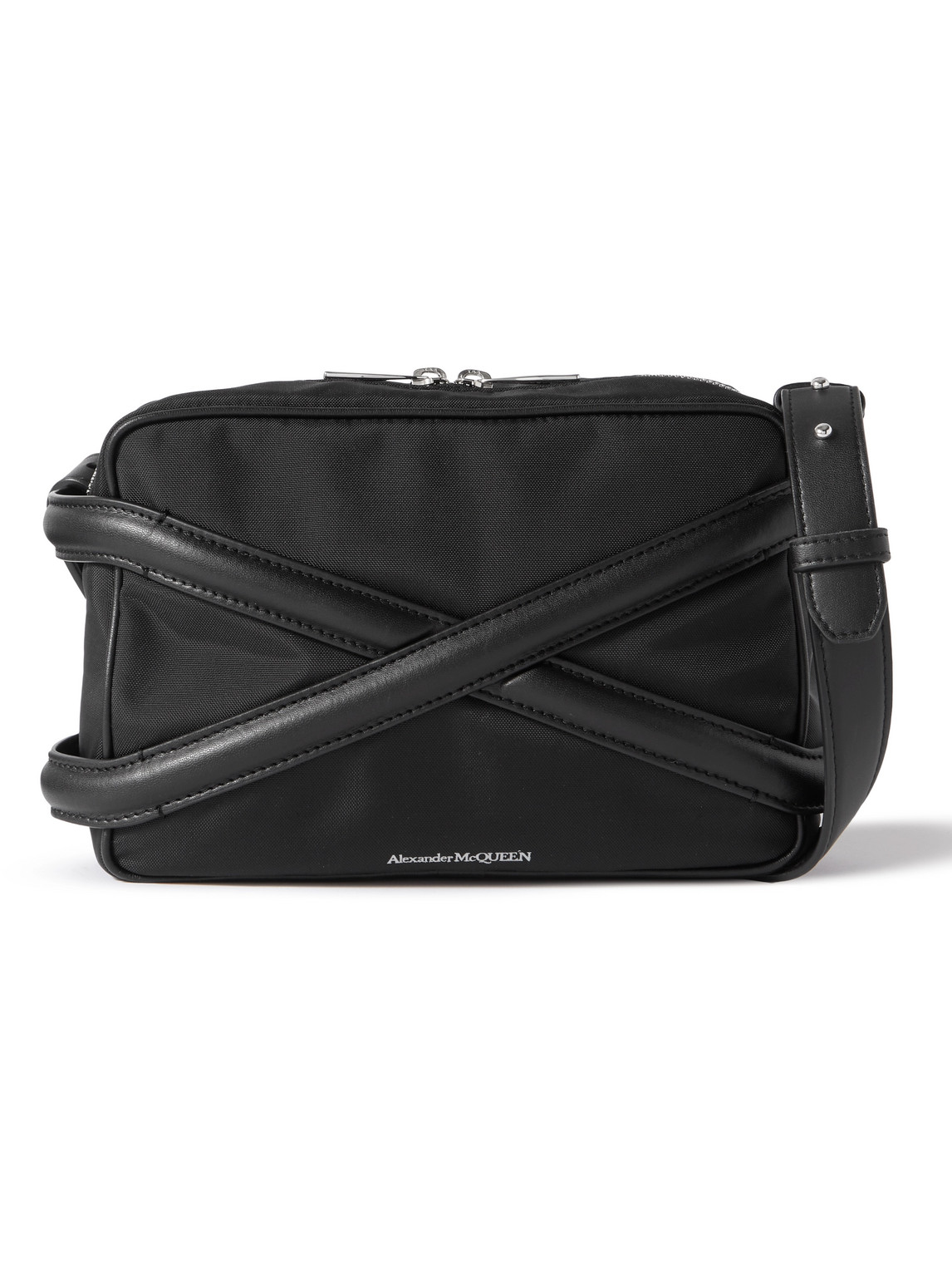 Alexander Mcqueen Harness Faux Leather-trimmed Canvas Messenger Bag In Black