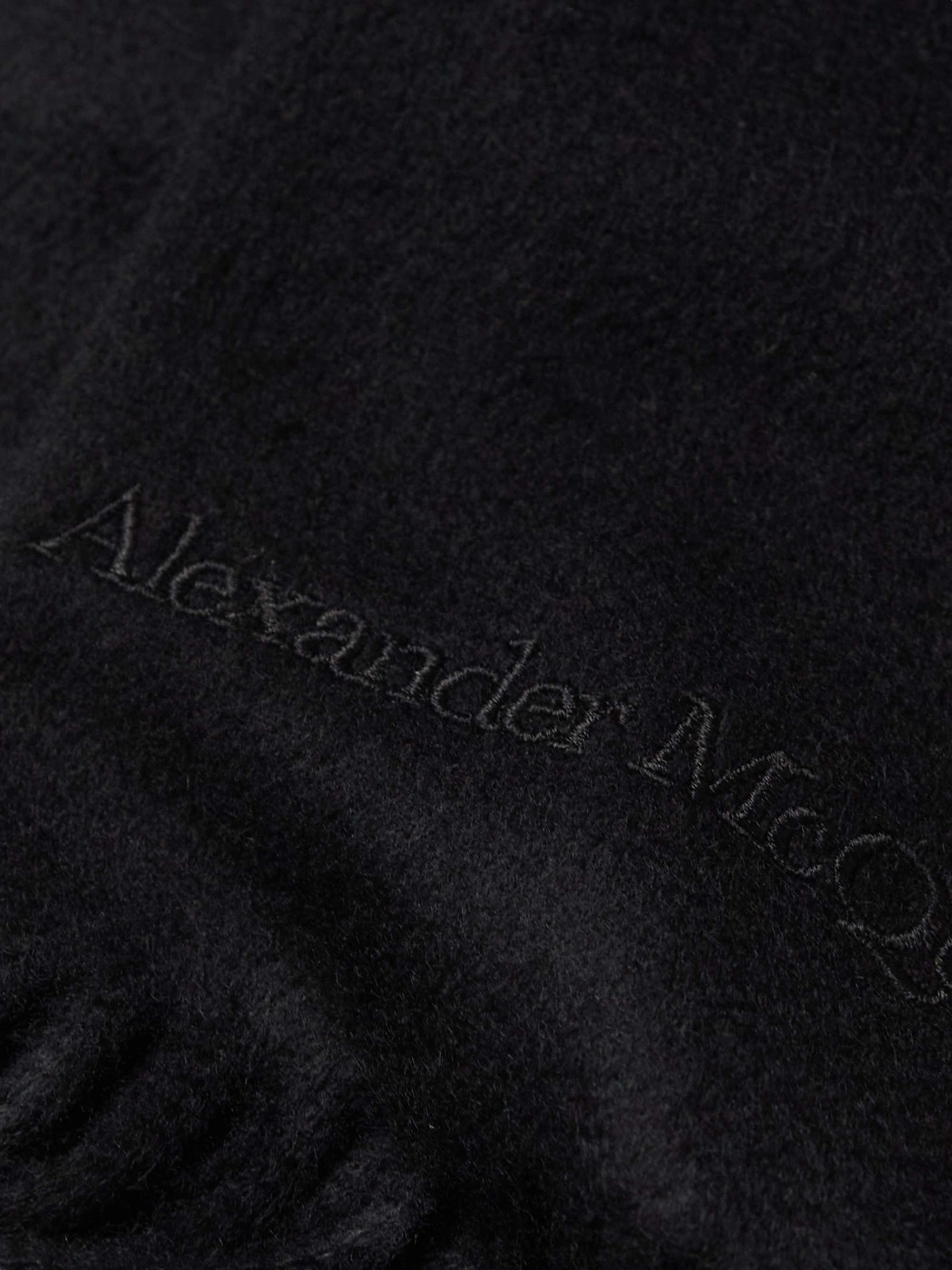 ALEXANDER MCQUEEN Fringed Logo-Embroidered Cashmere Scarf