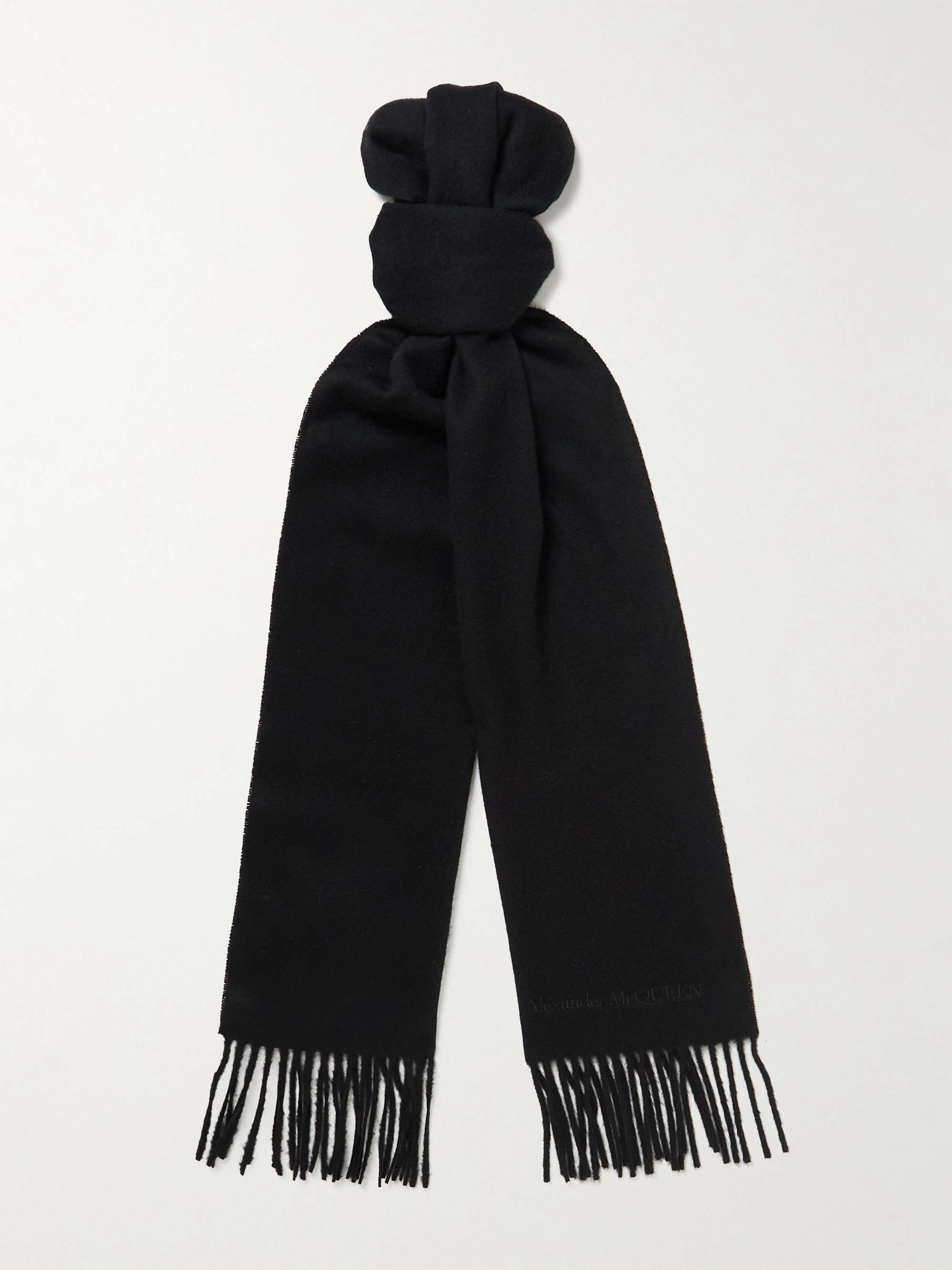 ALEXANDER MCQUEEN Fringed Logo-Embroidered Cashmere Scarf